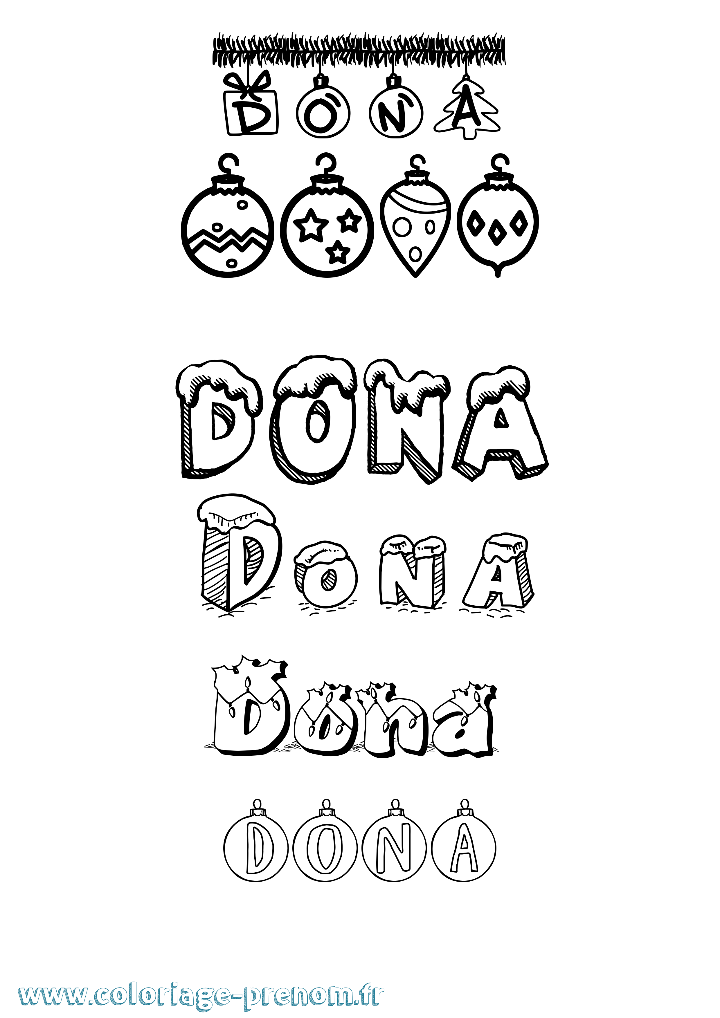 Coloriage Dona Noël Coloriage prénom Dona Noël