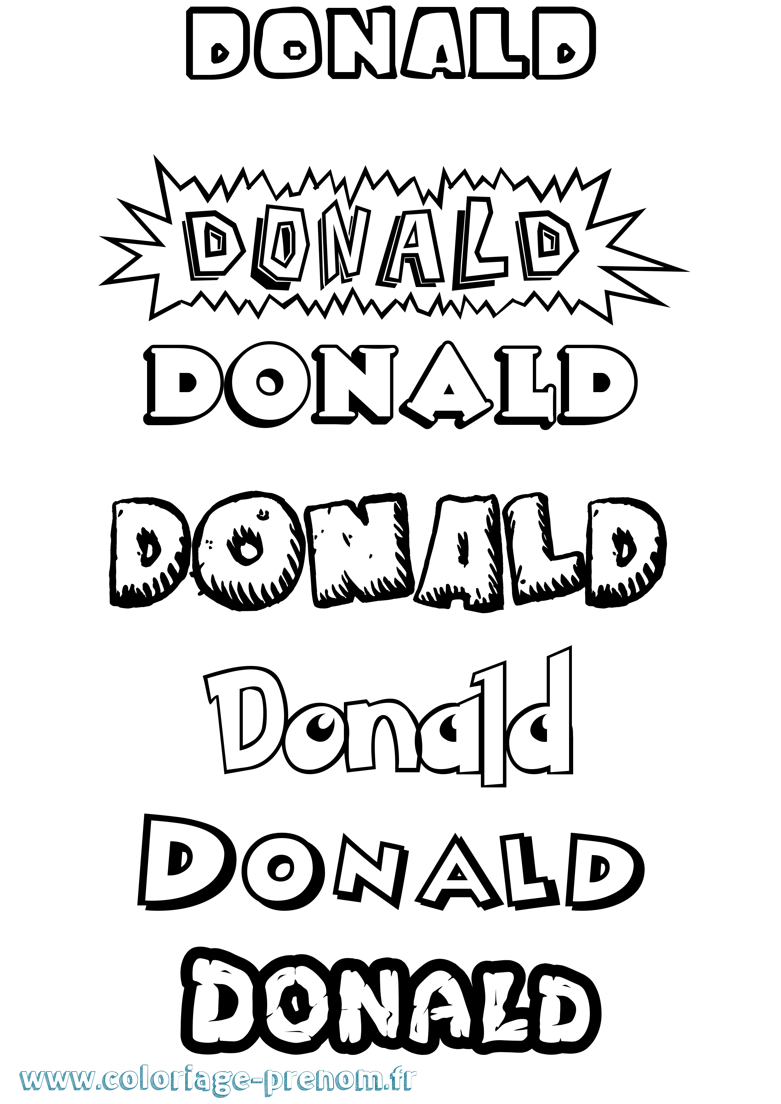 Coloriage Donald Dessin Animé Coloriage prénom Donald Dessin Animé
