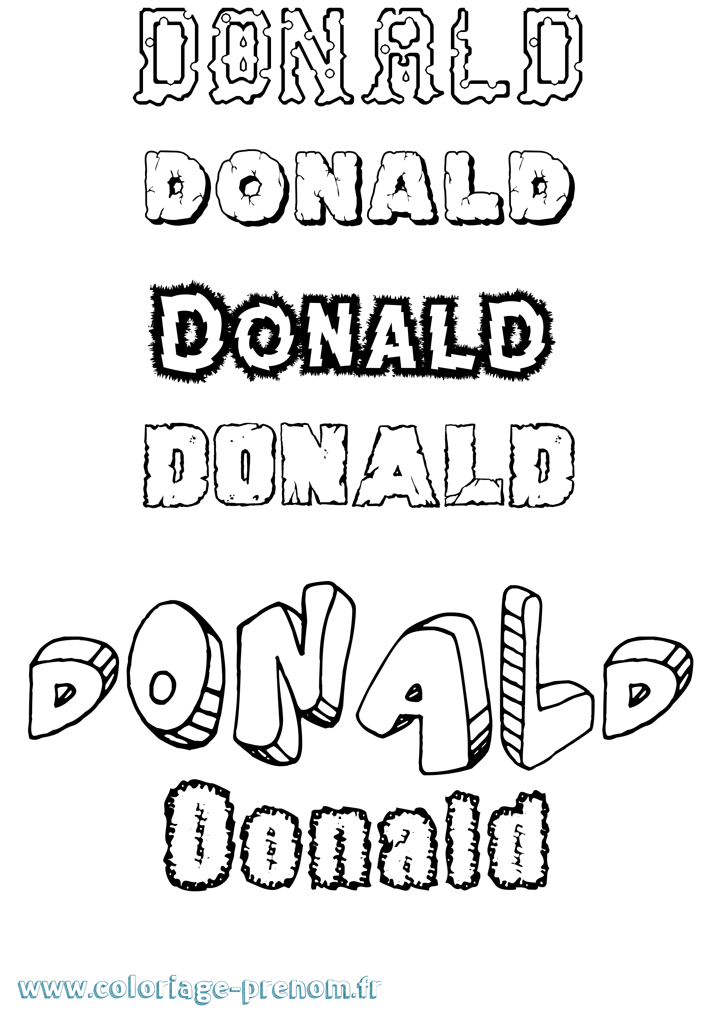 Coloriage Donald Destructuré Coloriage prénom Donald Destructuré