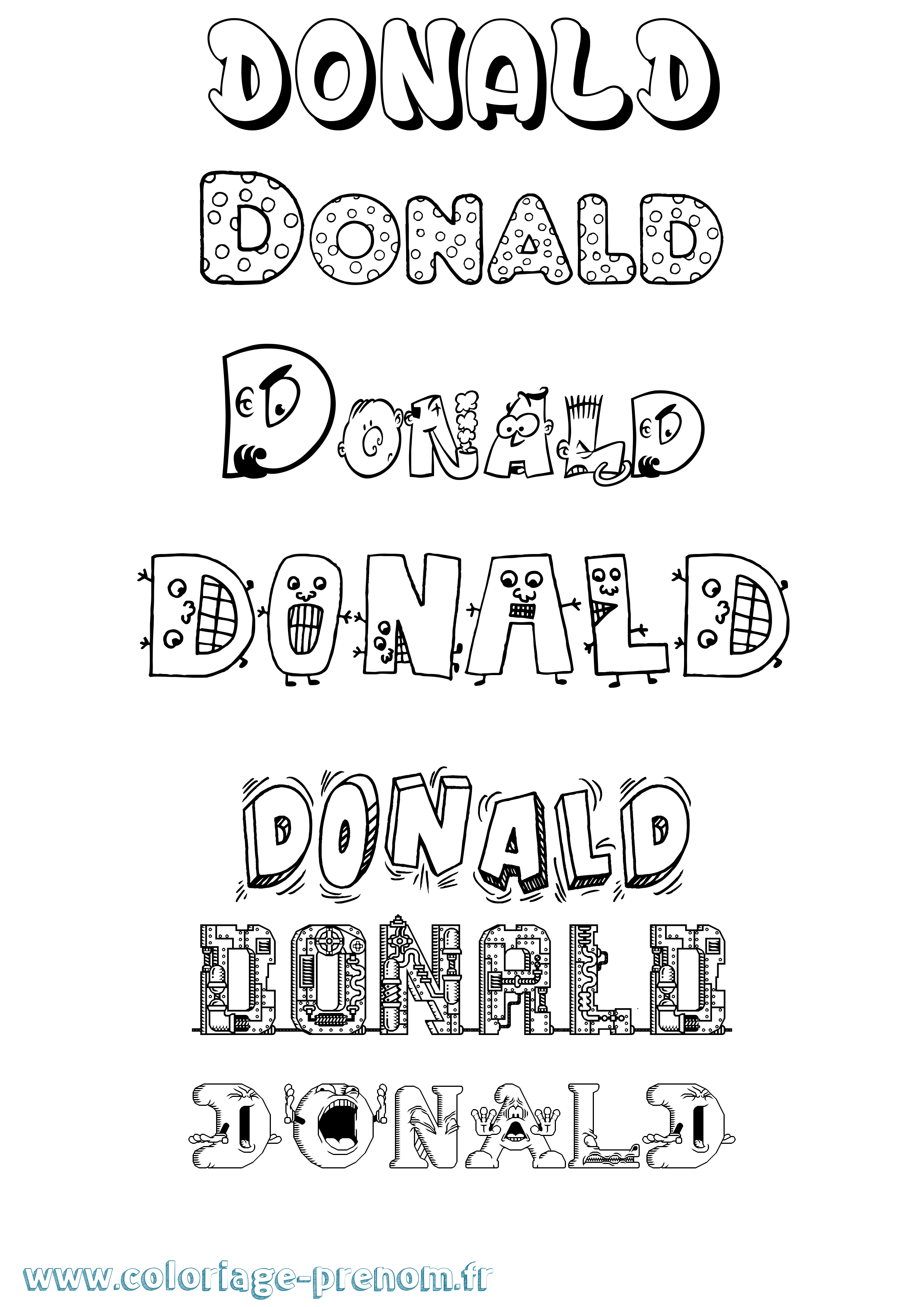 Coloriage Donald Fun Coloriage prénom Donald Fun