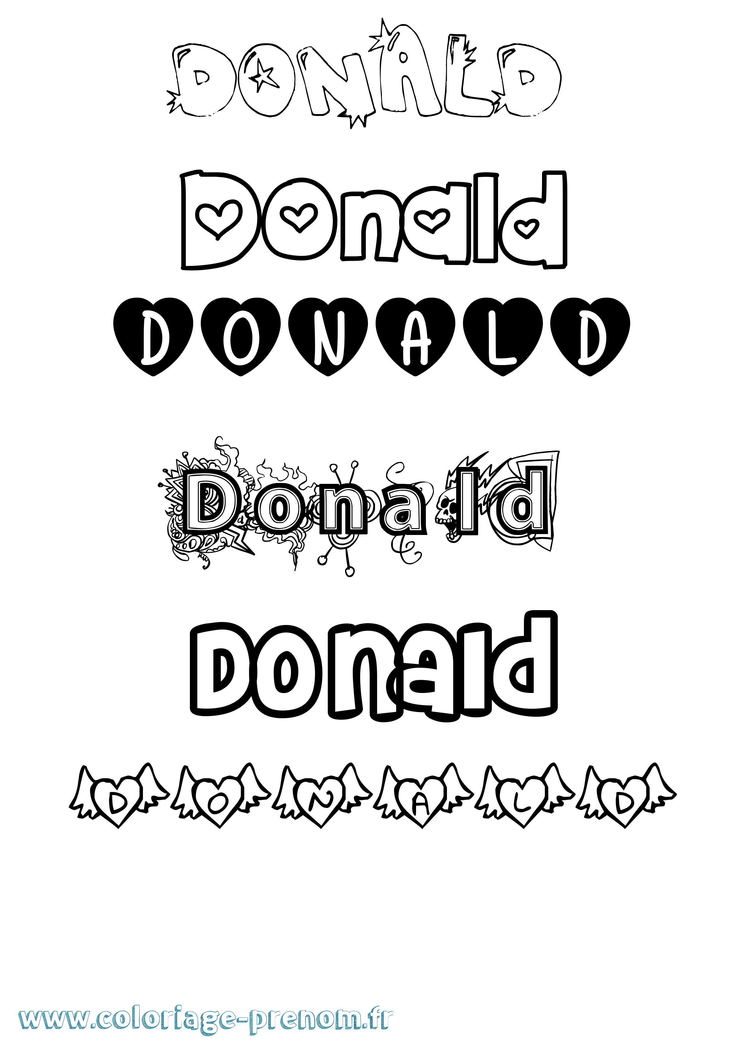 Coloriage Donald Girly Coloriage prénom Donald Girly