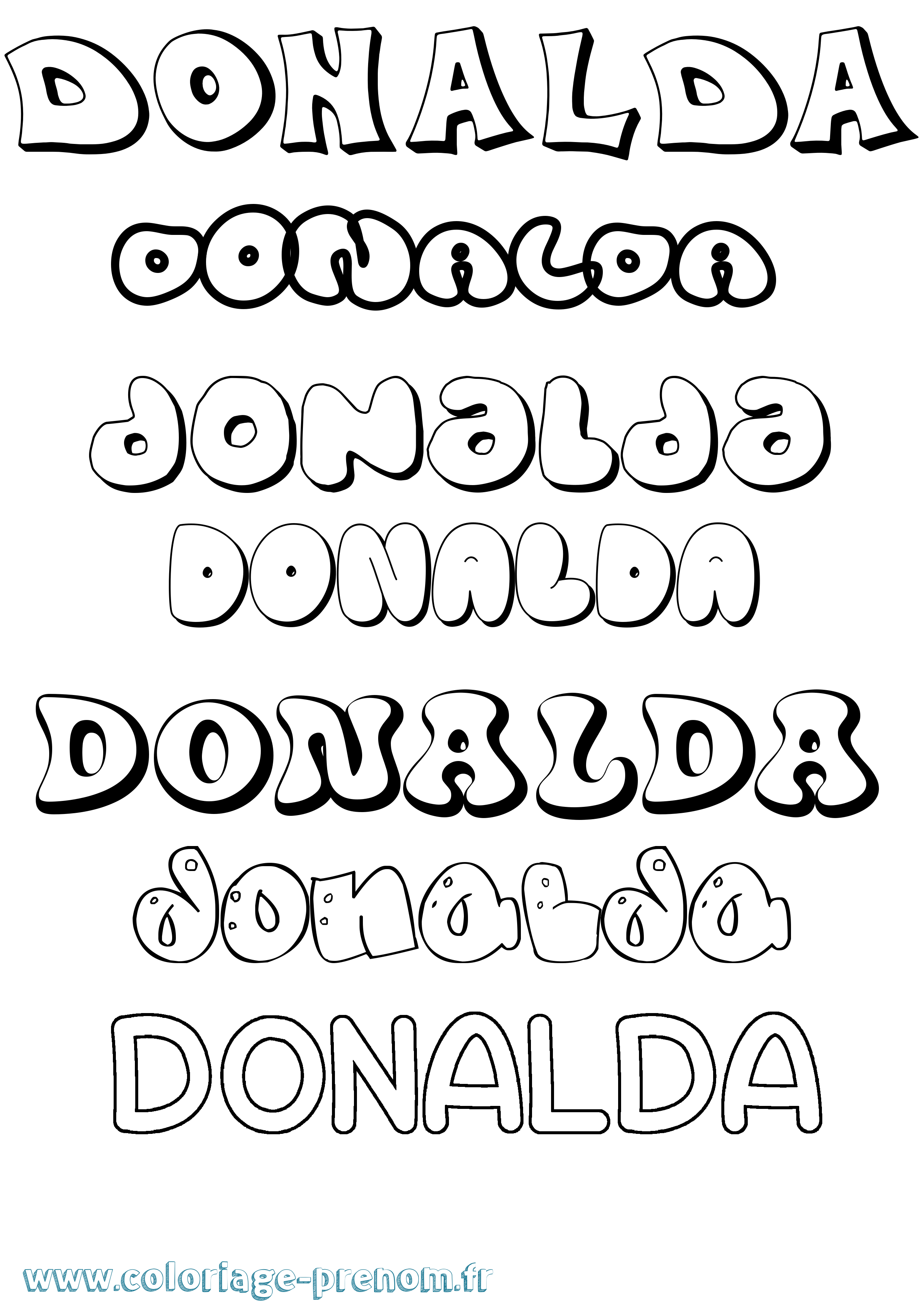 Coloriage Donalda Bubble Coloriage prénom Donalda Bubble