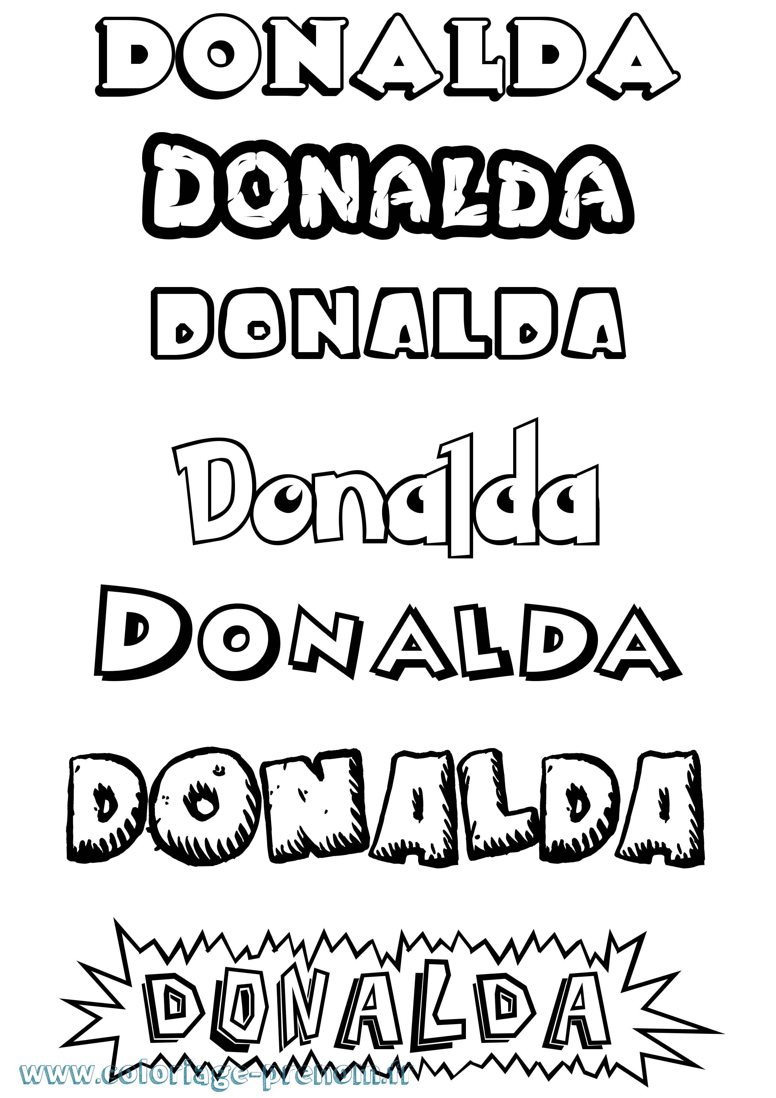 Coloriage Donalda Dessin Animé Coloriage prénom Donalda Dessin Animé