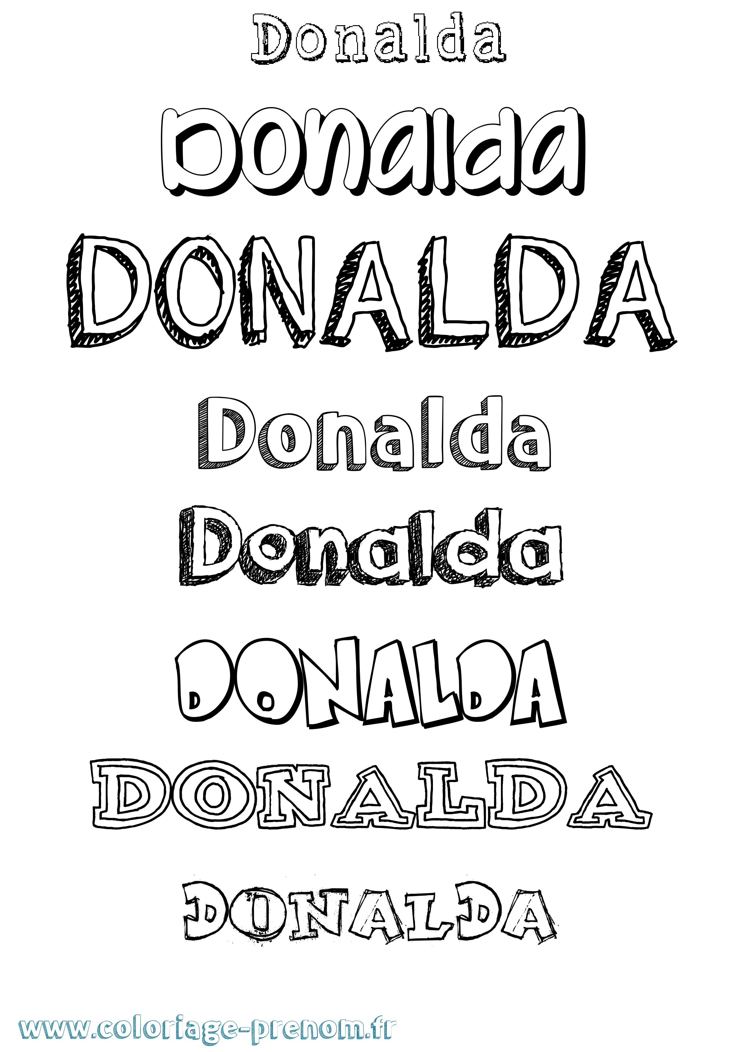 Coloriage Donalda Dessiné Coloriage prénom Donalda Dessiné