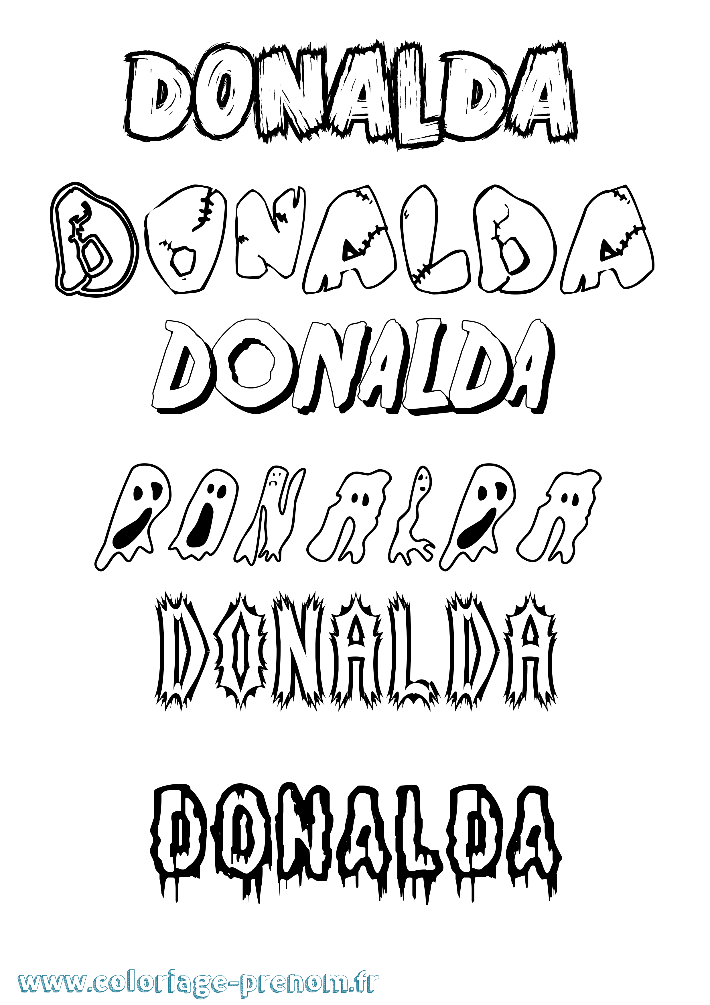 Coloriage Donalda Frisson Coloriage prénom Donalda Frisson