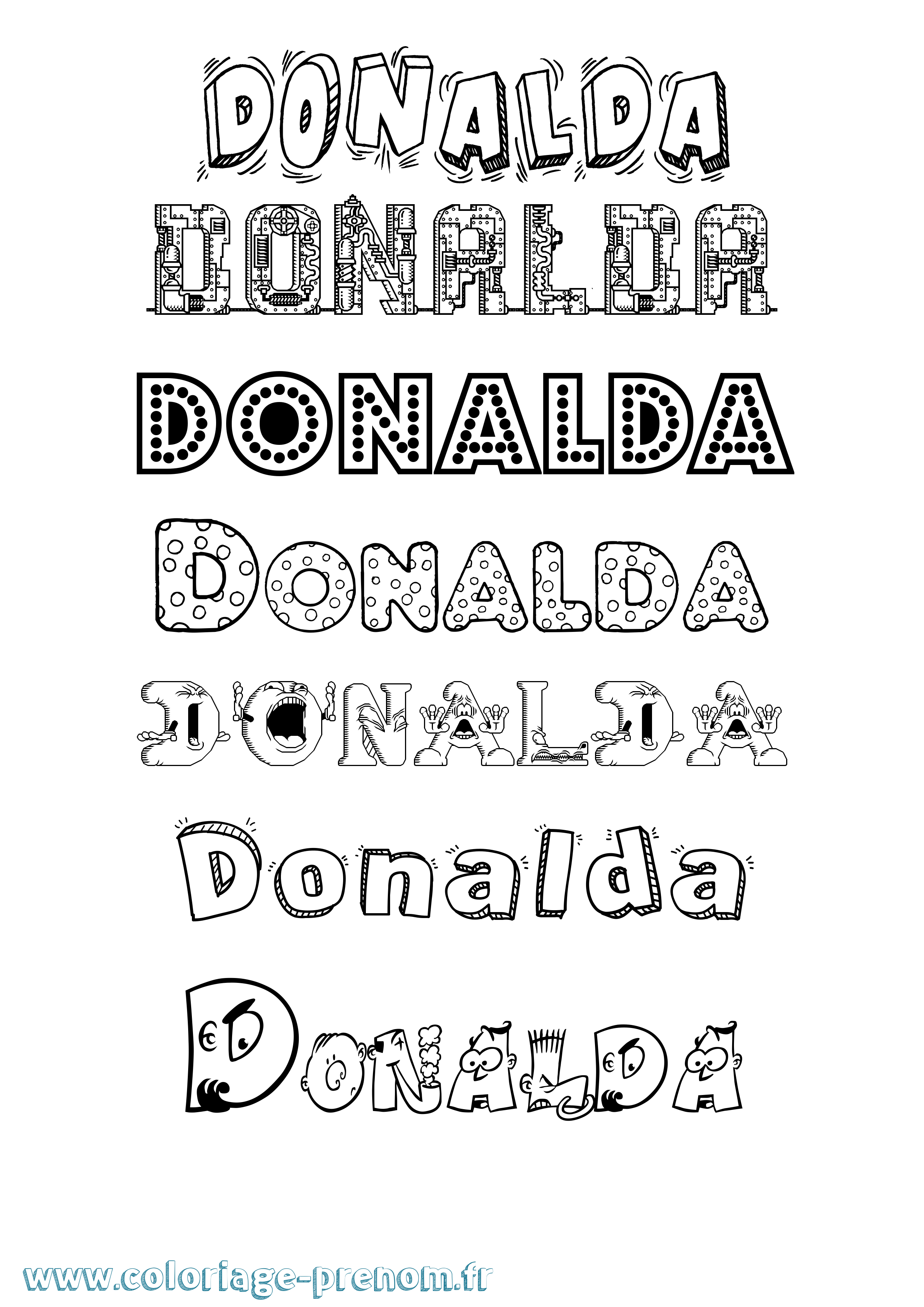 Coloriage Donalda Fun Coloriage prénom Donalda Fun