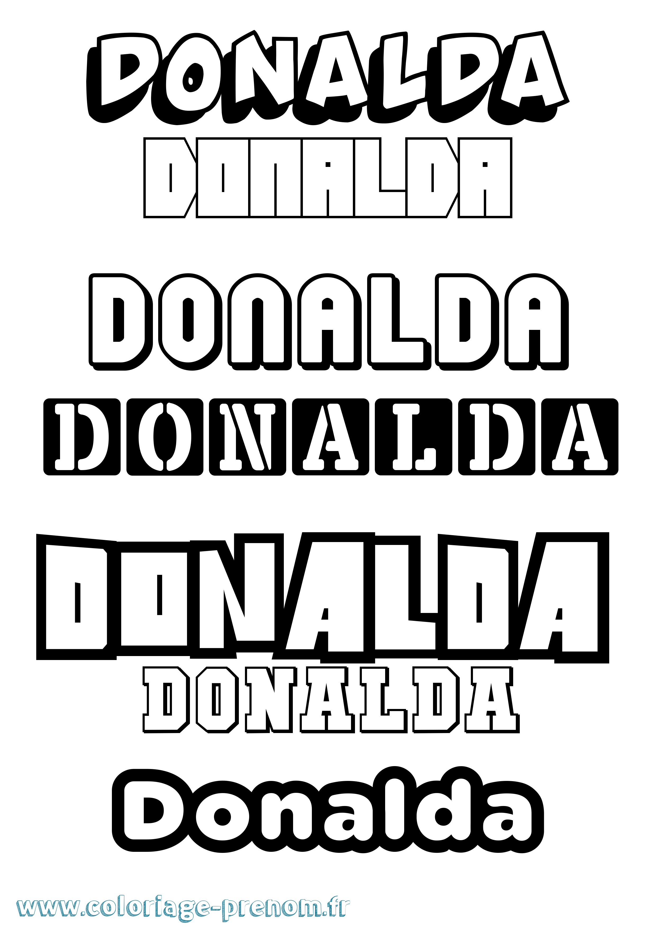 Coloriage Donalda Simple Coloriage prénom Donalda Simple