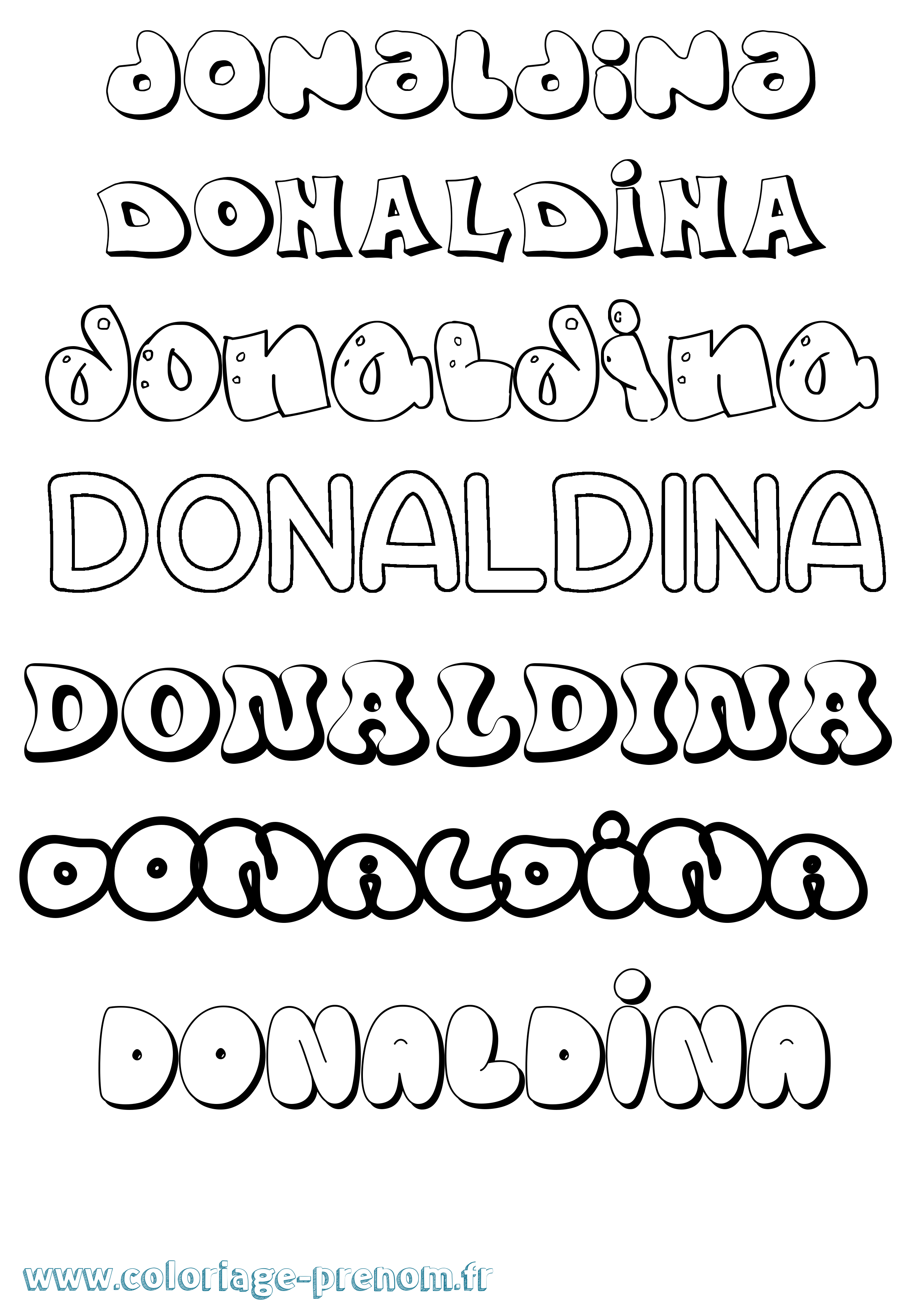 Coloriage Donaldina Bubble Coloriage prénom Donaldina Bubble