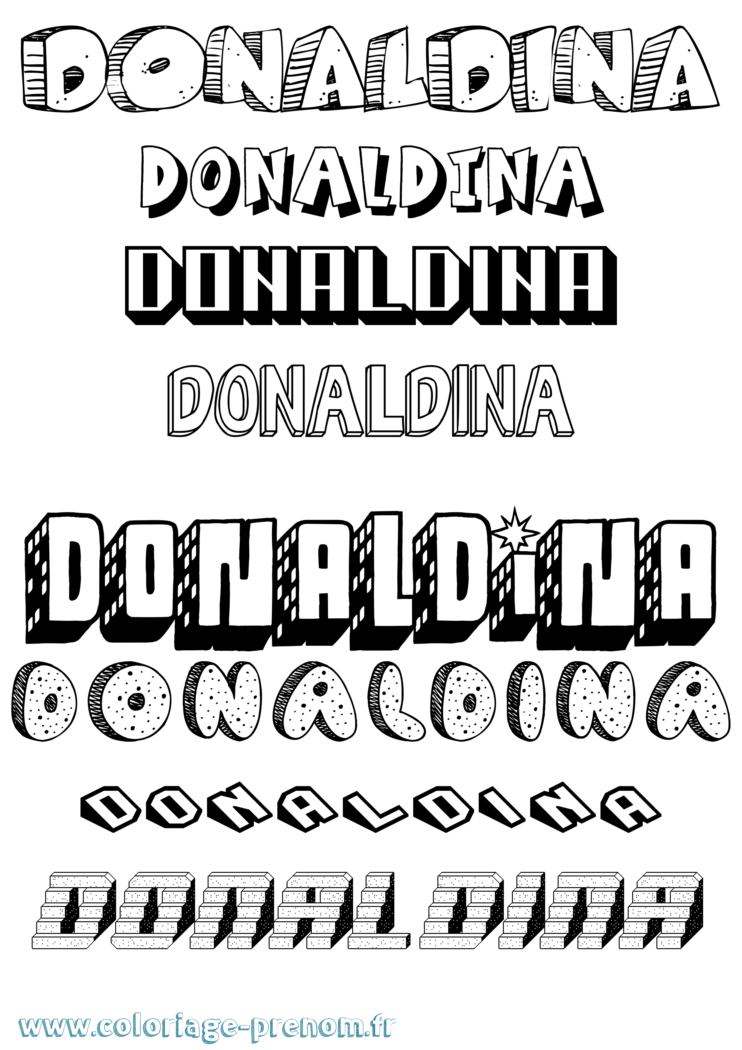 Coloriage Donaldina Effet 3D Coloriage prénom Donaldina Effet 3D