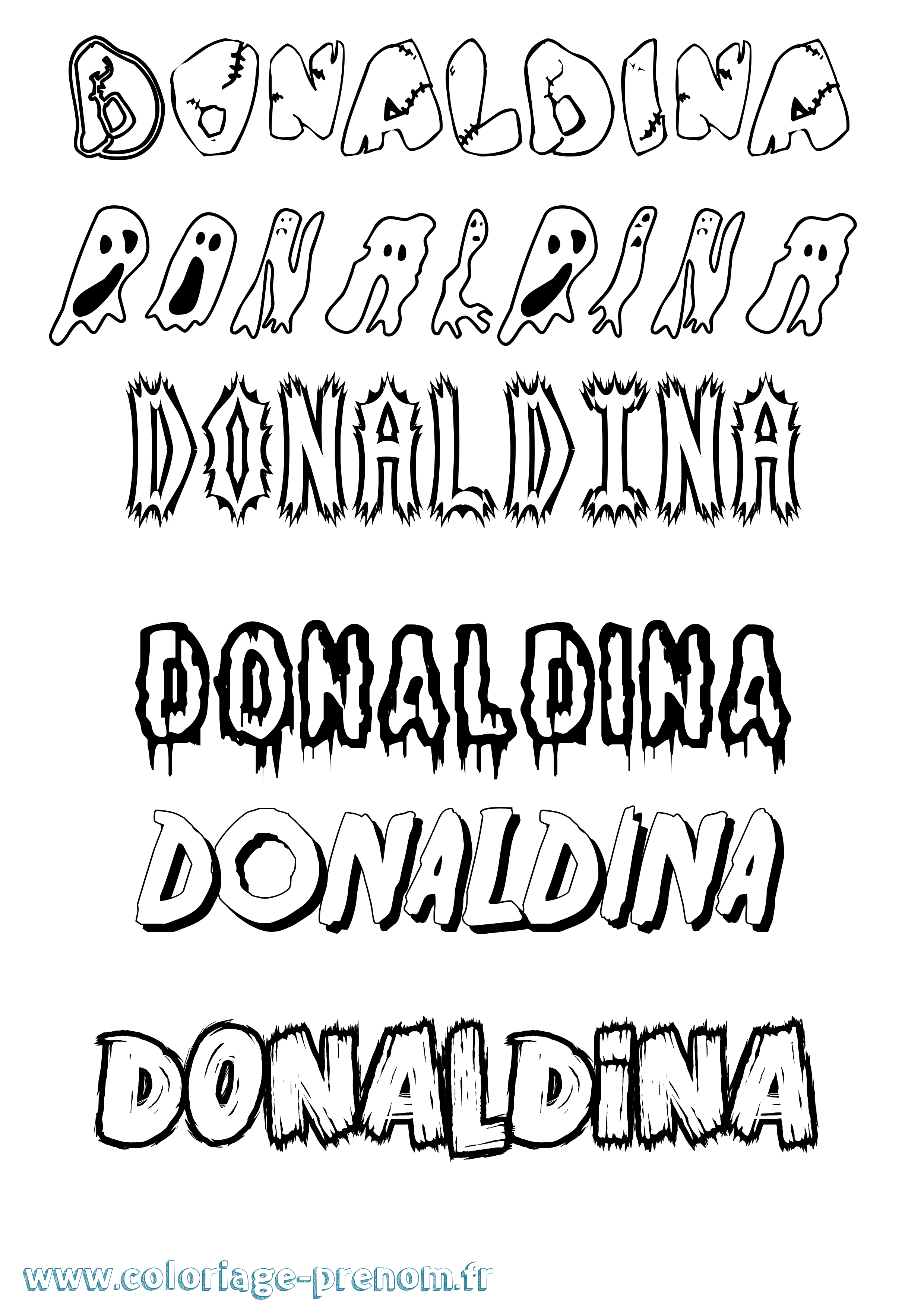 Coloriage Donaldina Frisson Coloriage prénom Donaldina Frisson