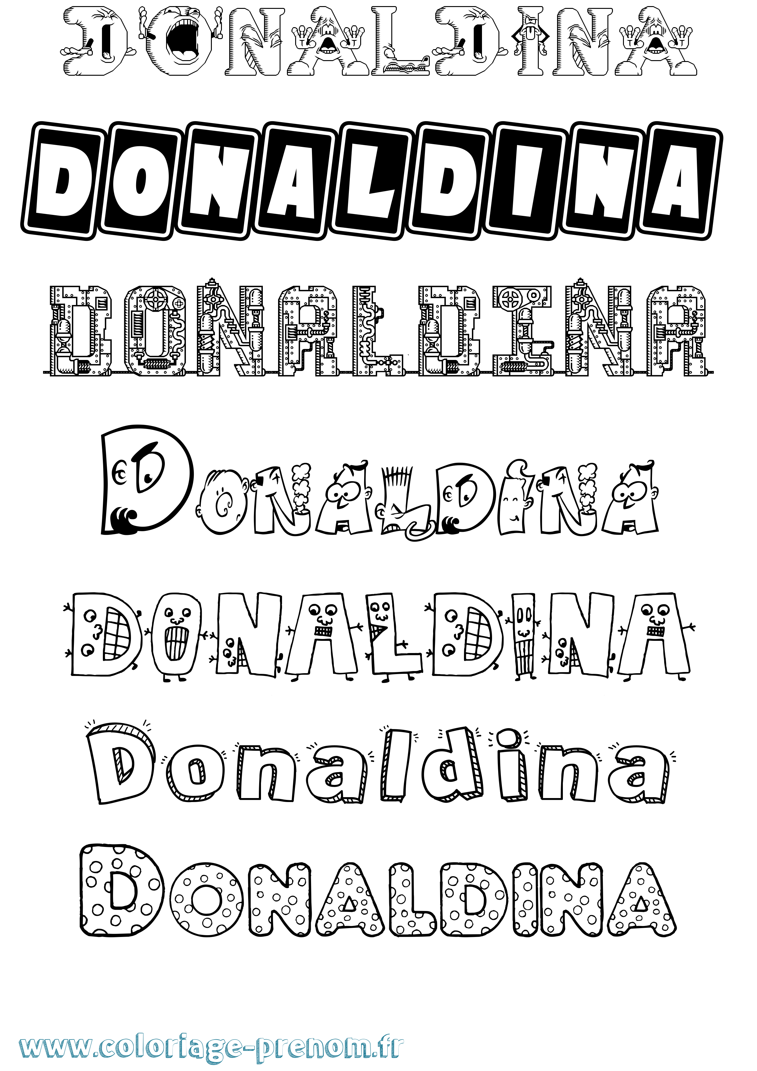 Coloriage Donaldina Fun Coloriage prénom Donaldina Fun