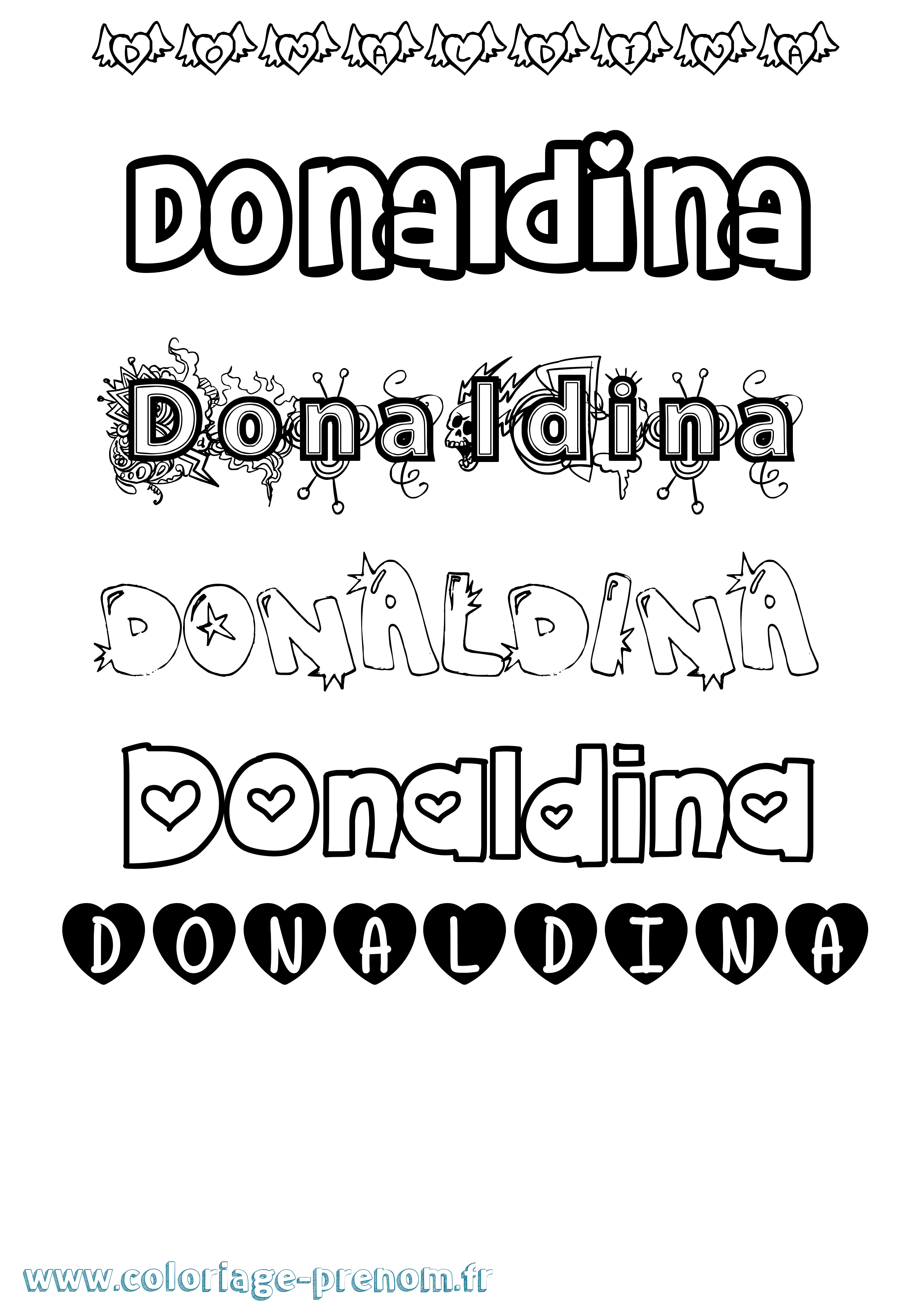 Coloriage Donaldina Girly Coloriage prénom Donaldina Girly