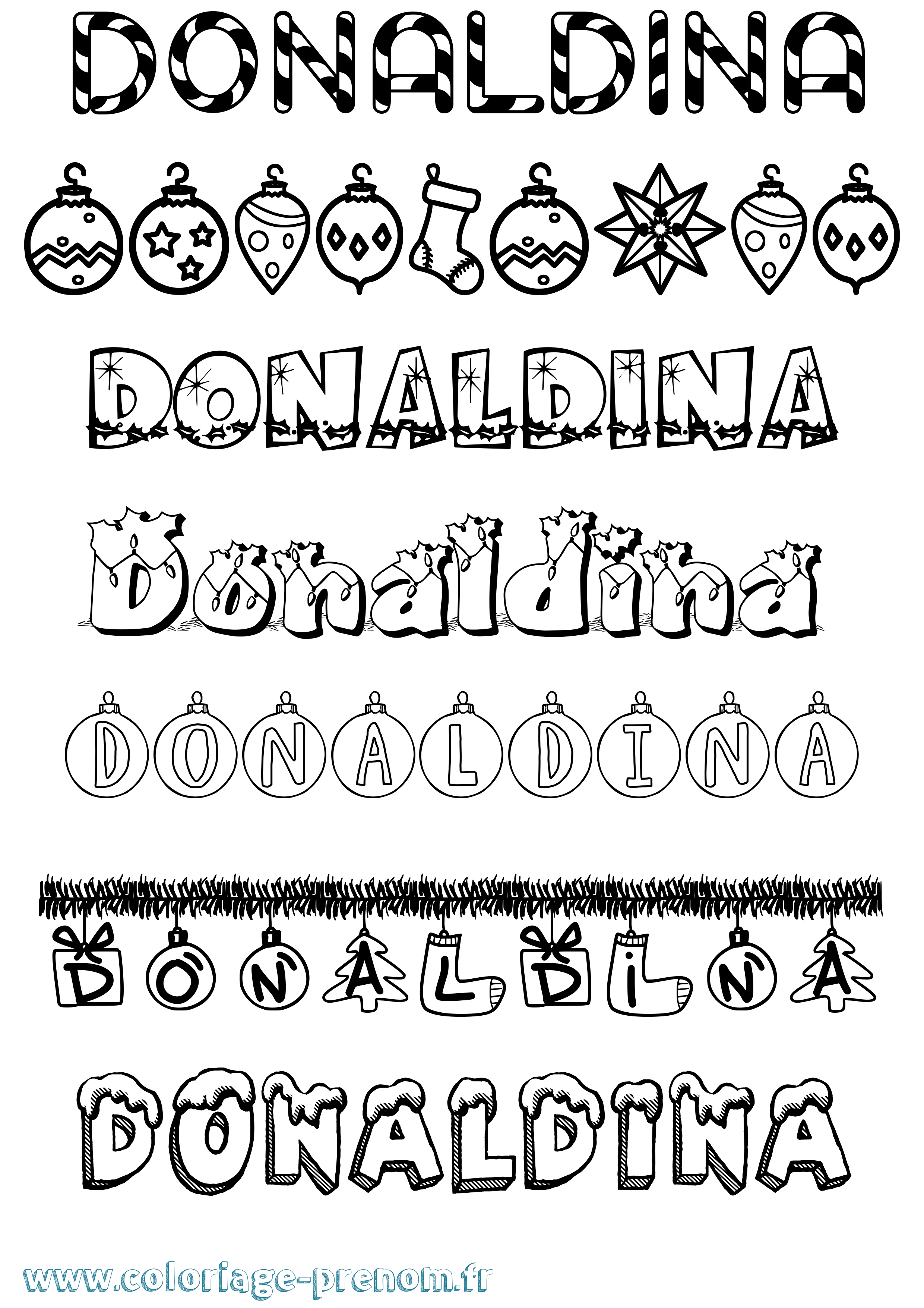 Coloriage Donaldina Noël Coloriage prénom Donaldina Noël