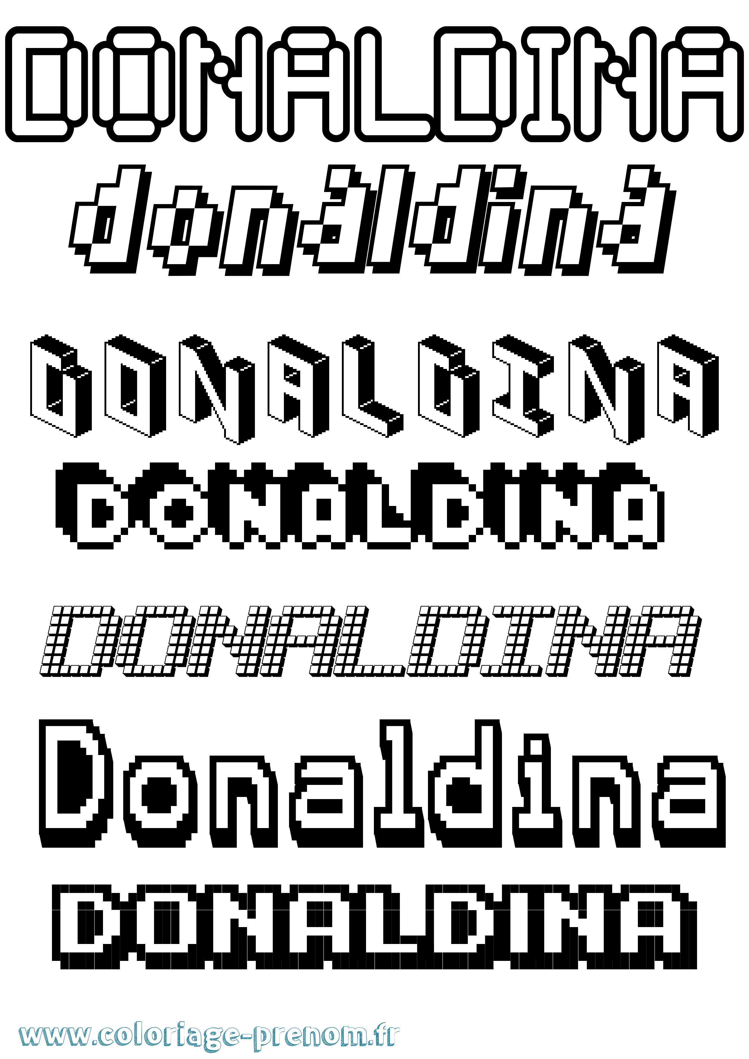 Coloriage Donaldina Pixel Coloriage prénom Donaldina Pixel