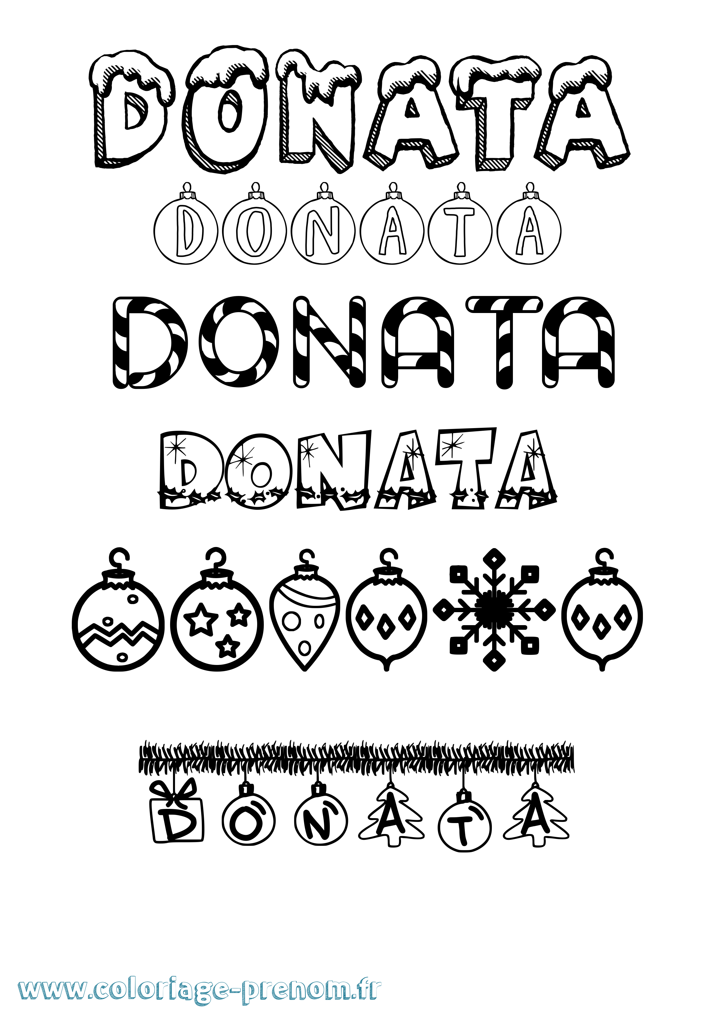 Coloriage Donata Noël Coloriage prénom Donata Noël