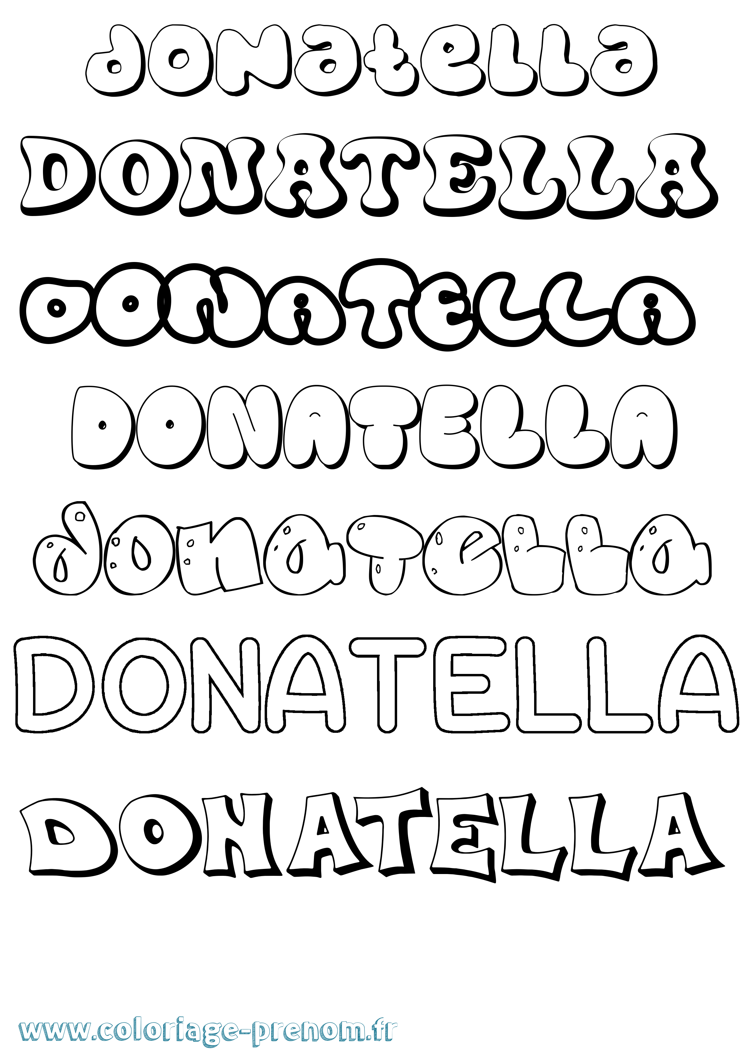Coloriage Donatella Bubble Coloriage prénom Donatella Bubble