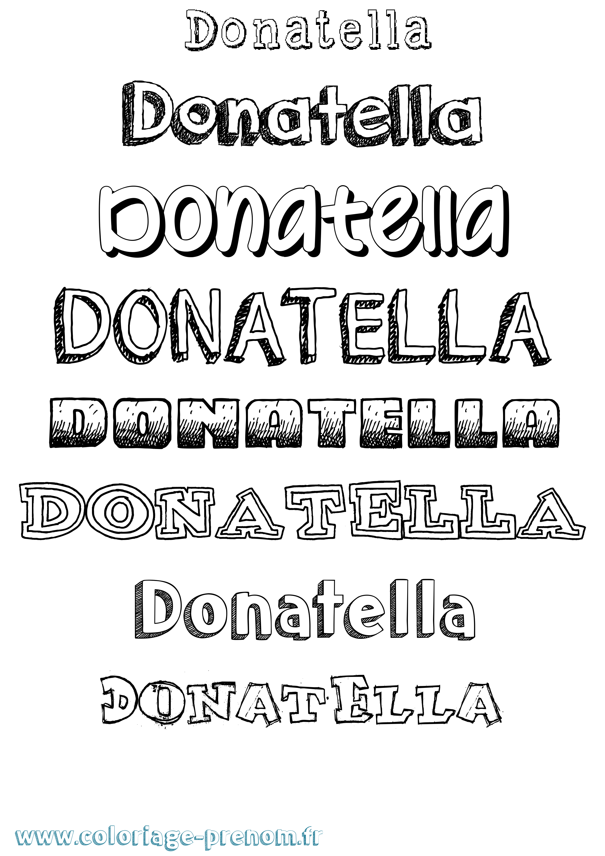 Coloriage Donatella Dessiné Coloriage prénom Donatella Dessiné