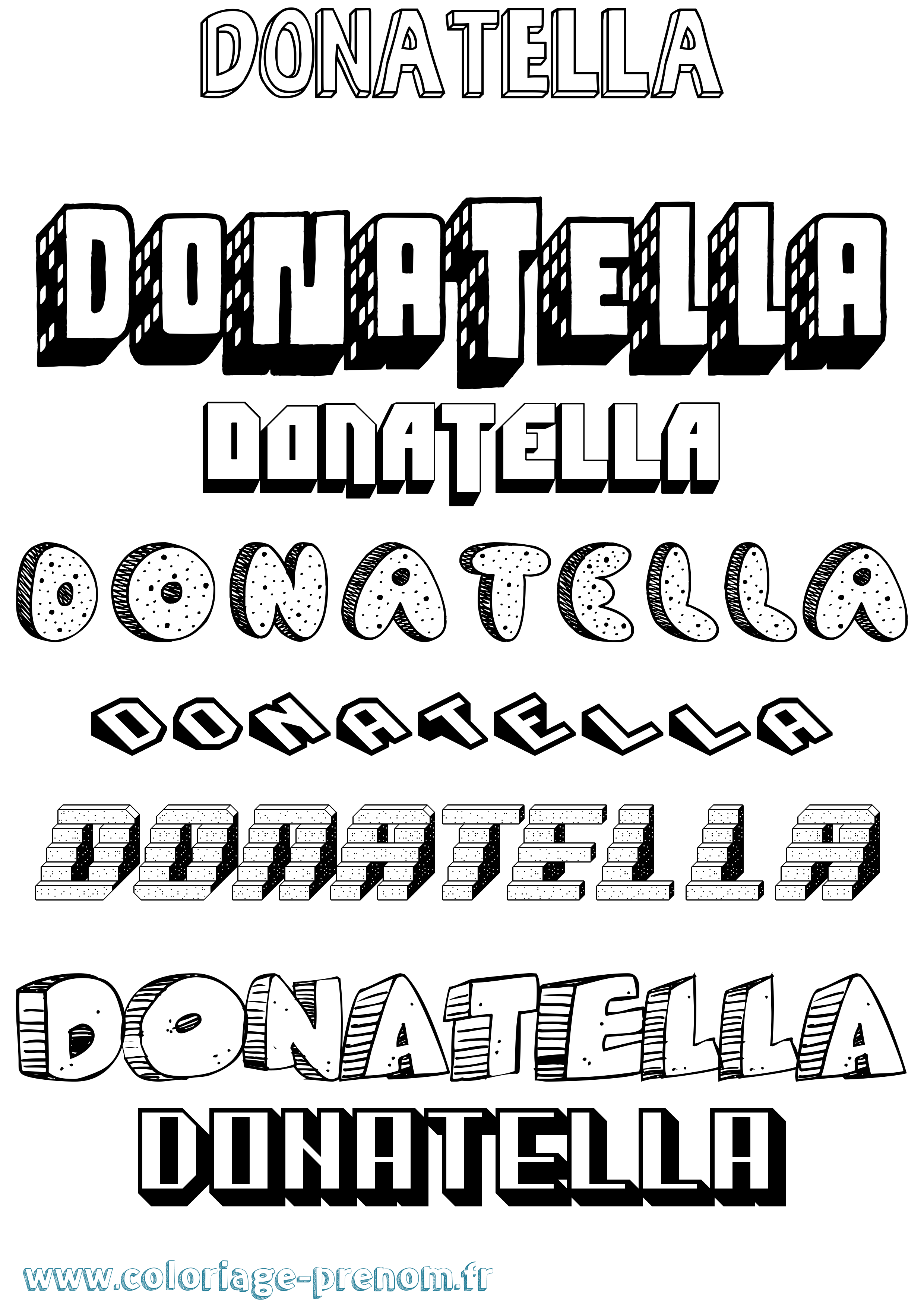 Coloriage Donatella Effet 3D Coloriage prénom Donatella Effet 3D