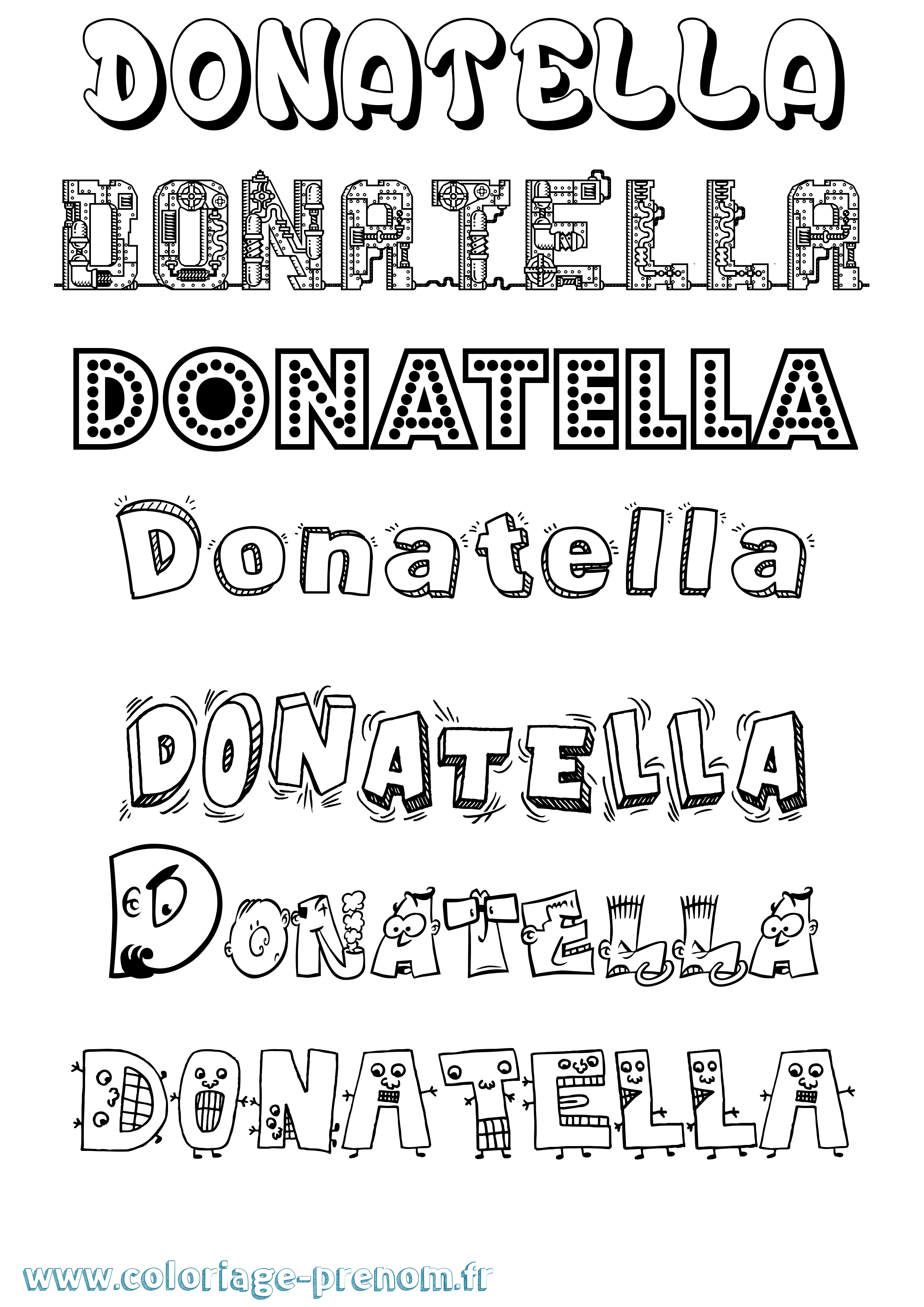 Coloriage Donatella Fun Coloriage prénom Donatella Fun