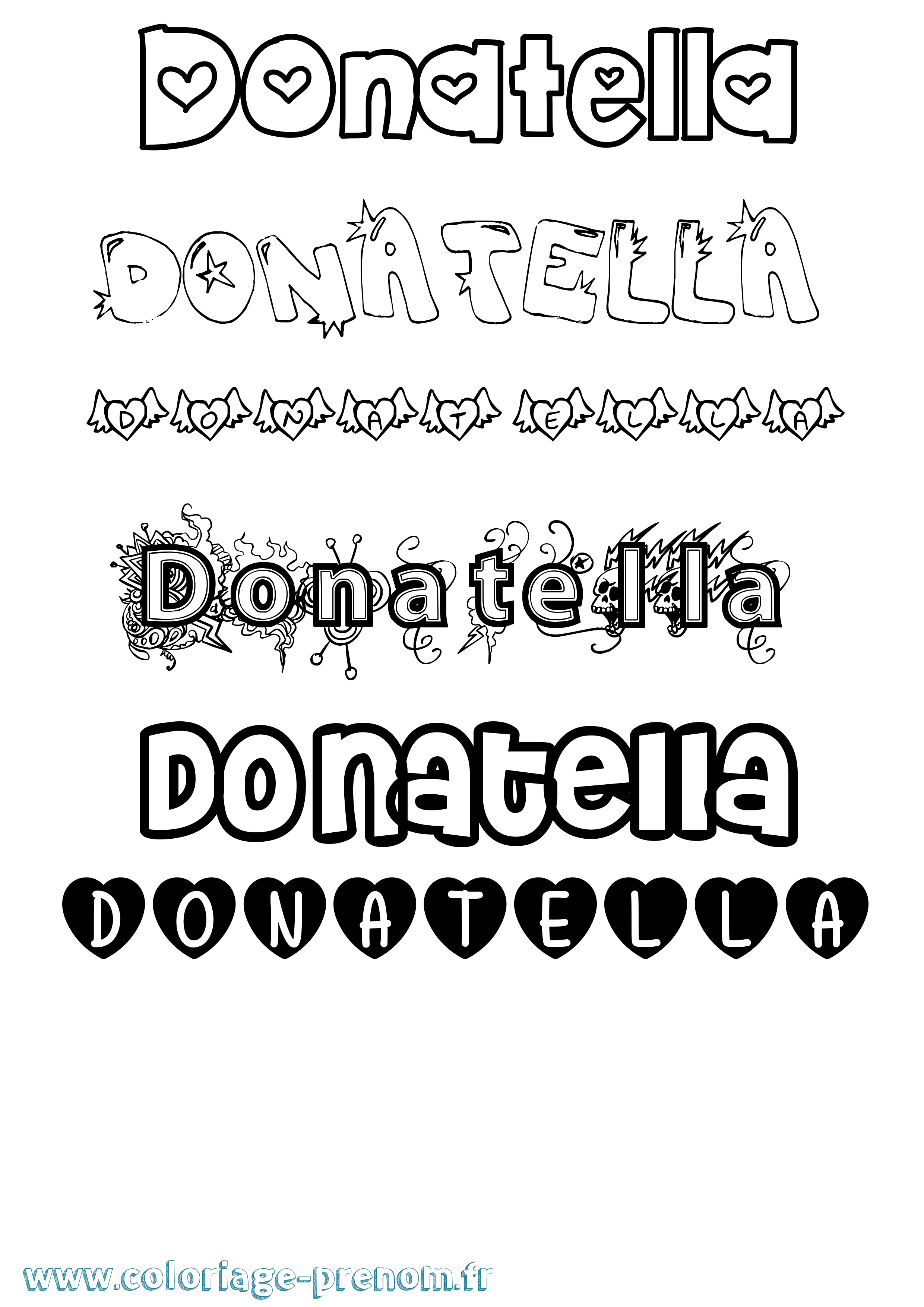Coloriage Donatella Girly Coloriage prénom Donatella Girly