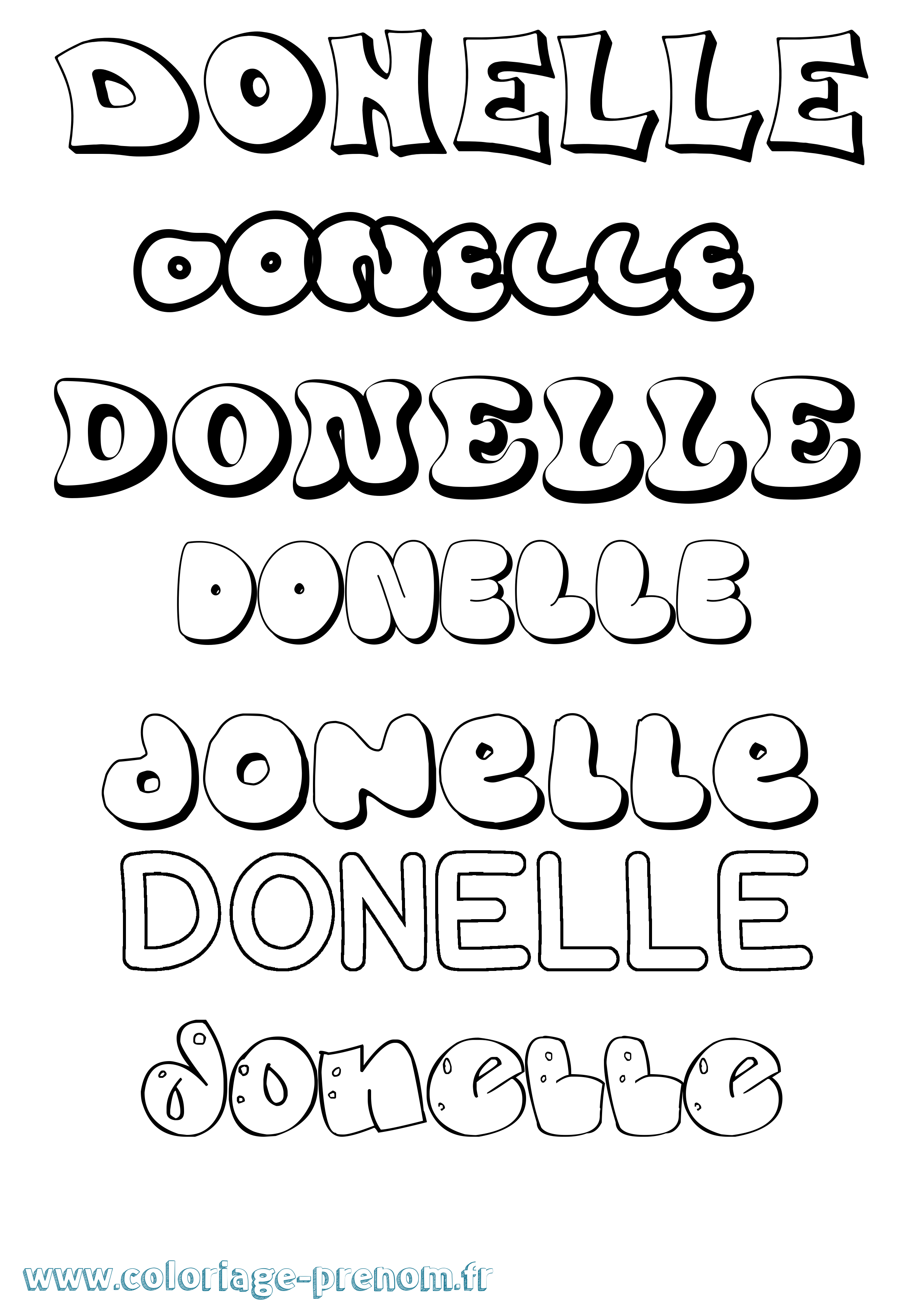 Coloriage Donelle Bubble Coloriage prénom Donelle Bubble