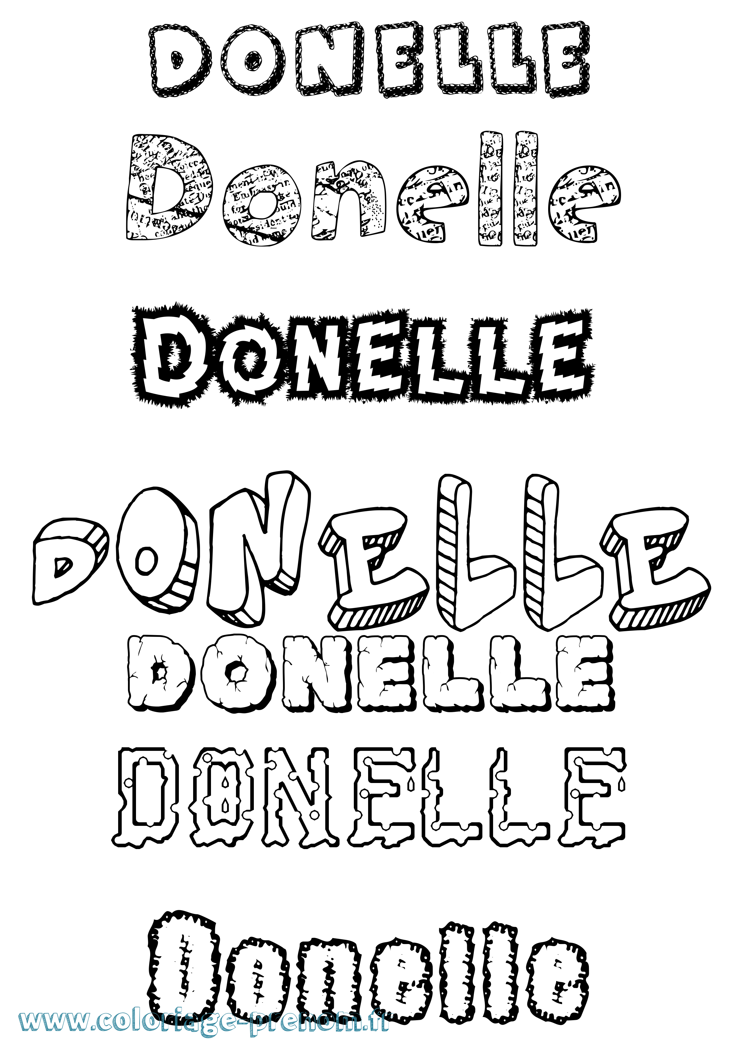 Coloriage Donelle Destructuré Coloriage prénom Donelle Destructuré