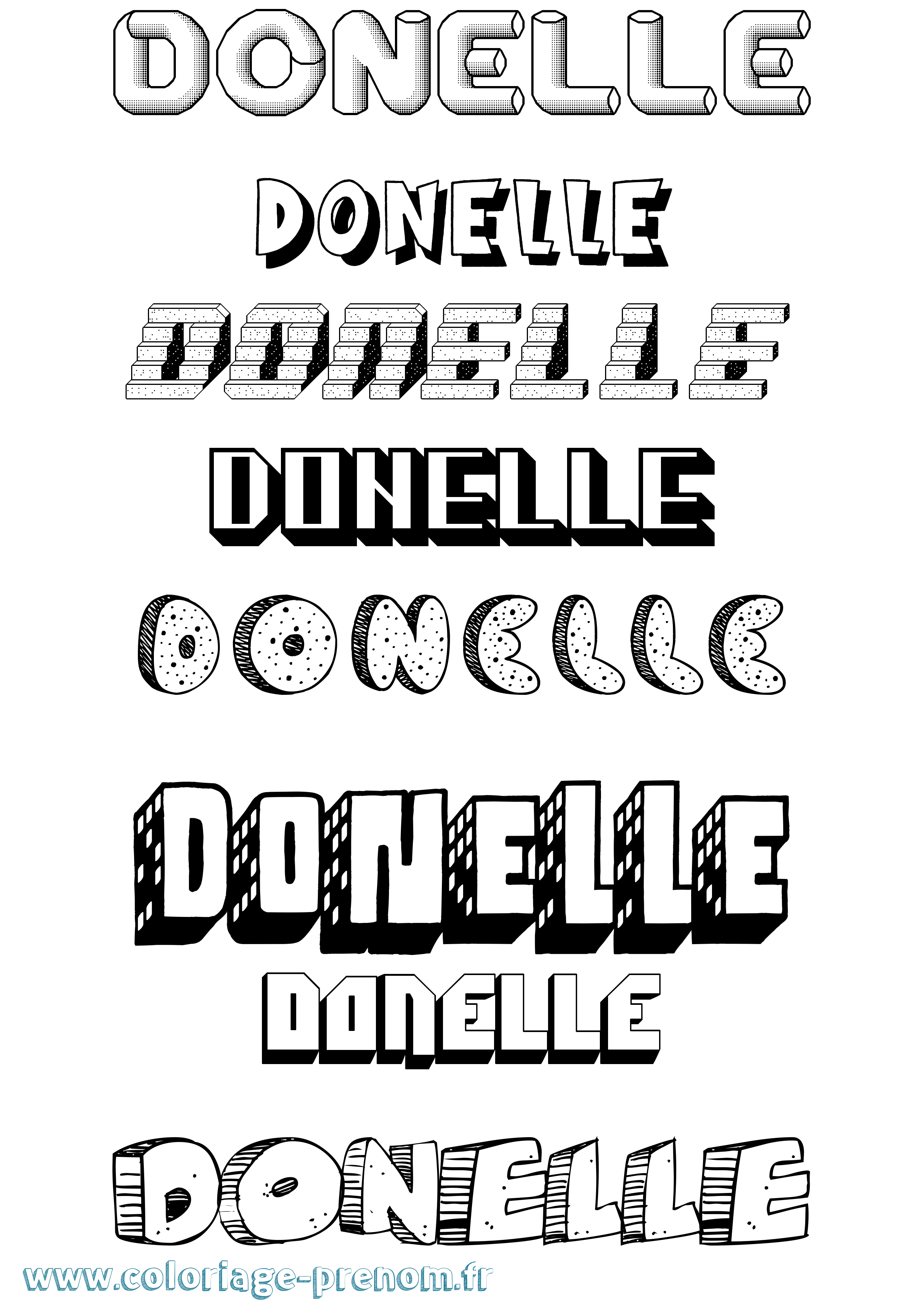 Coloriage Donelle Effet 3D Coloriage prénom Donelle Effet 3D