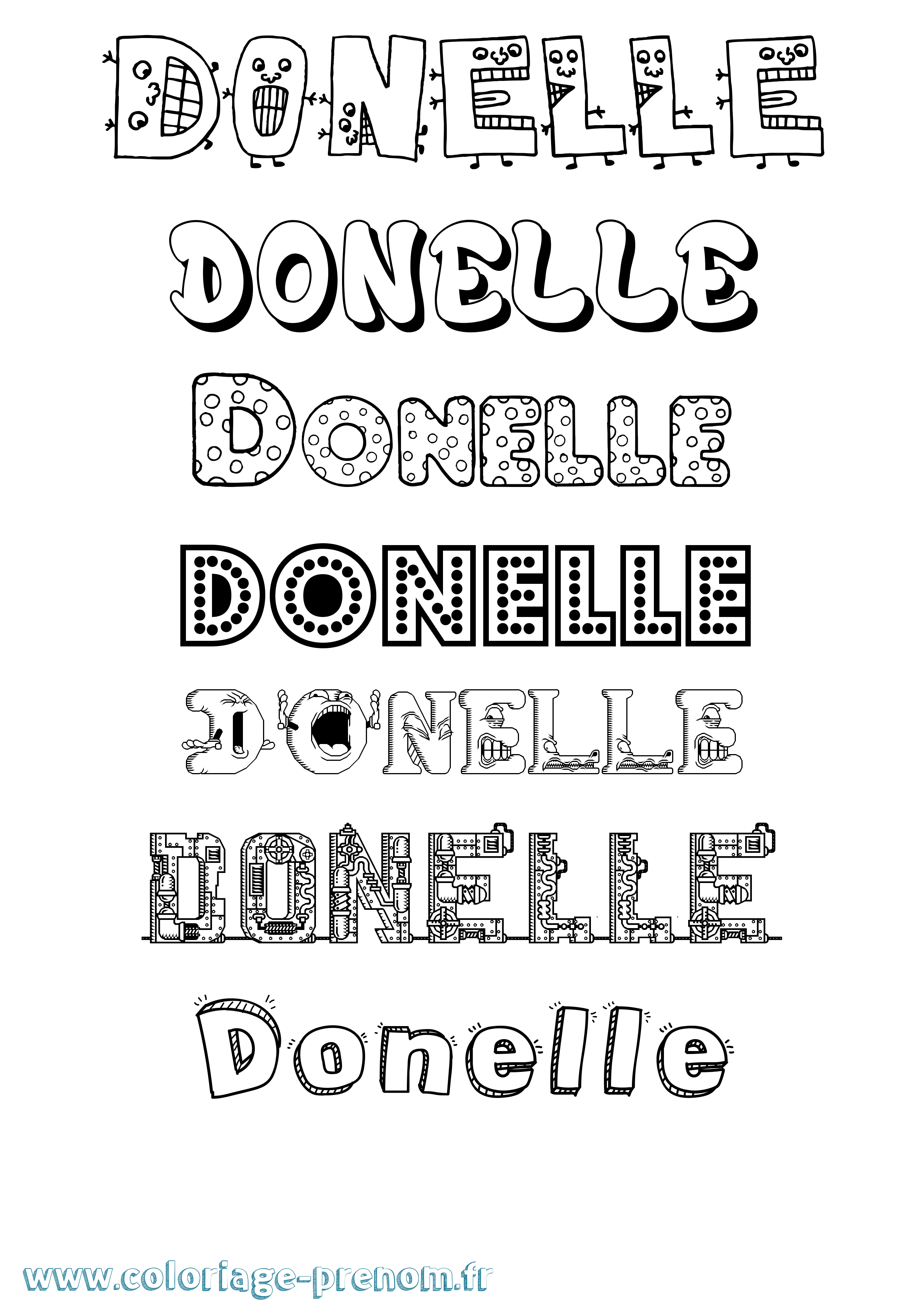 Coloriage Donelle Fun Coloriage prénom Donelle Fun