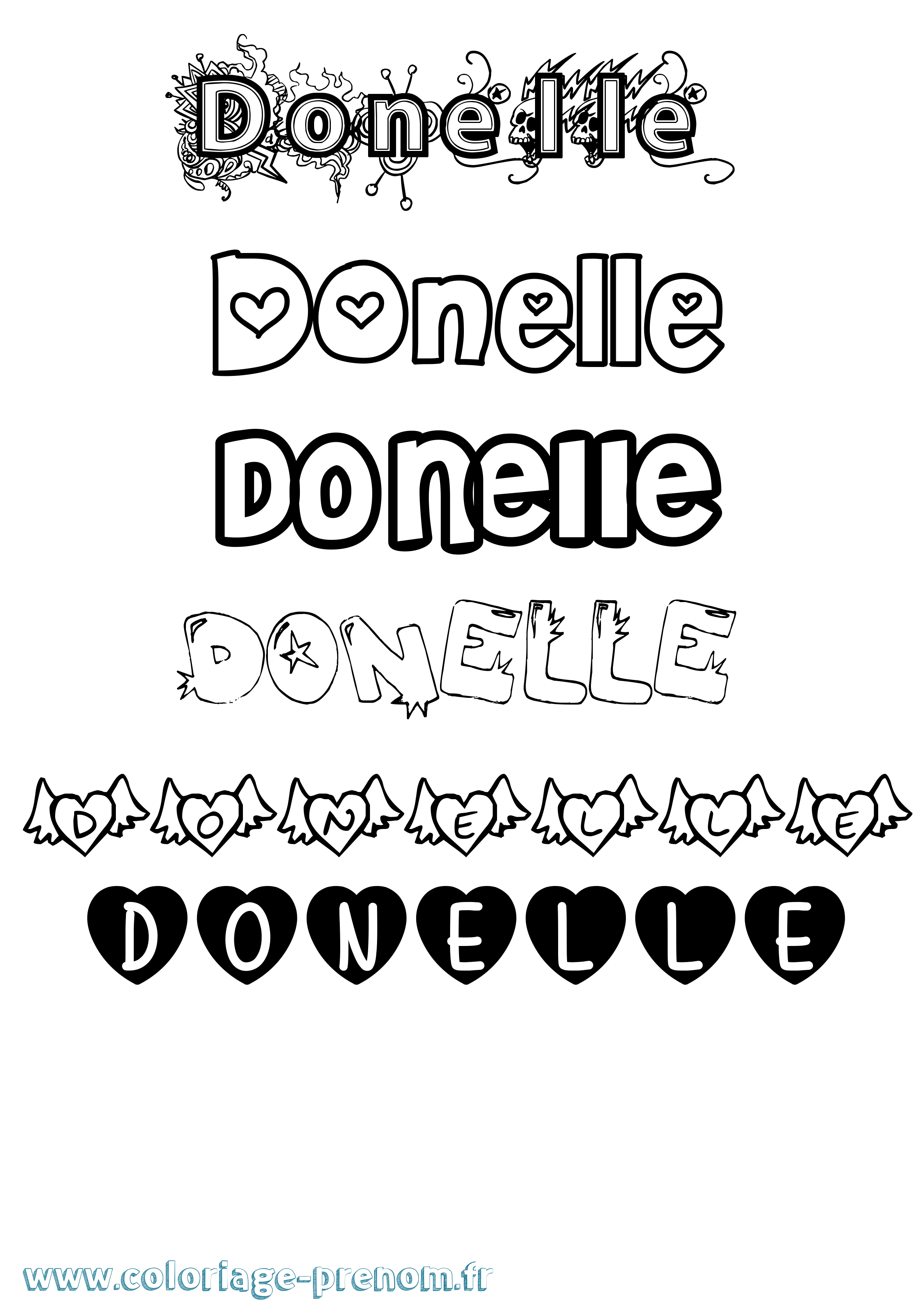 Coloriage Donelle Girly Coloriage prénom Donelle Girly