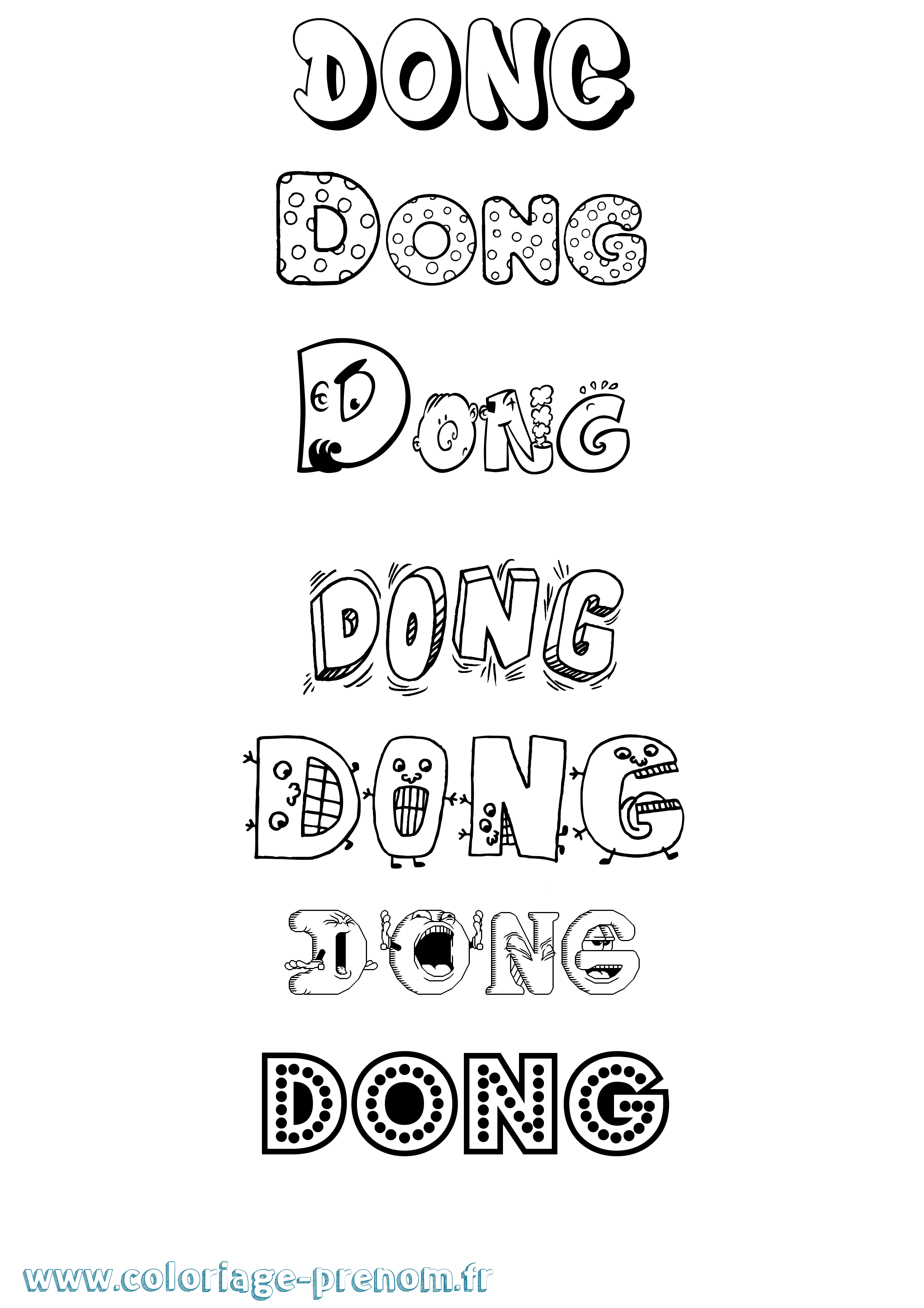 Coloriage Dong Fun Coloriage prénom Dong Fun