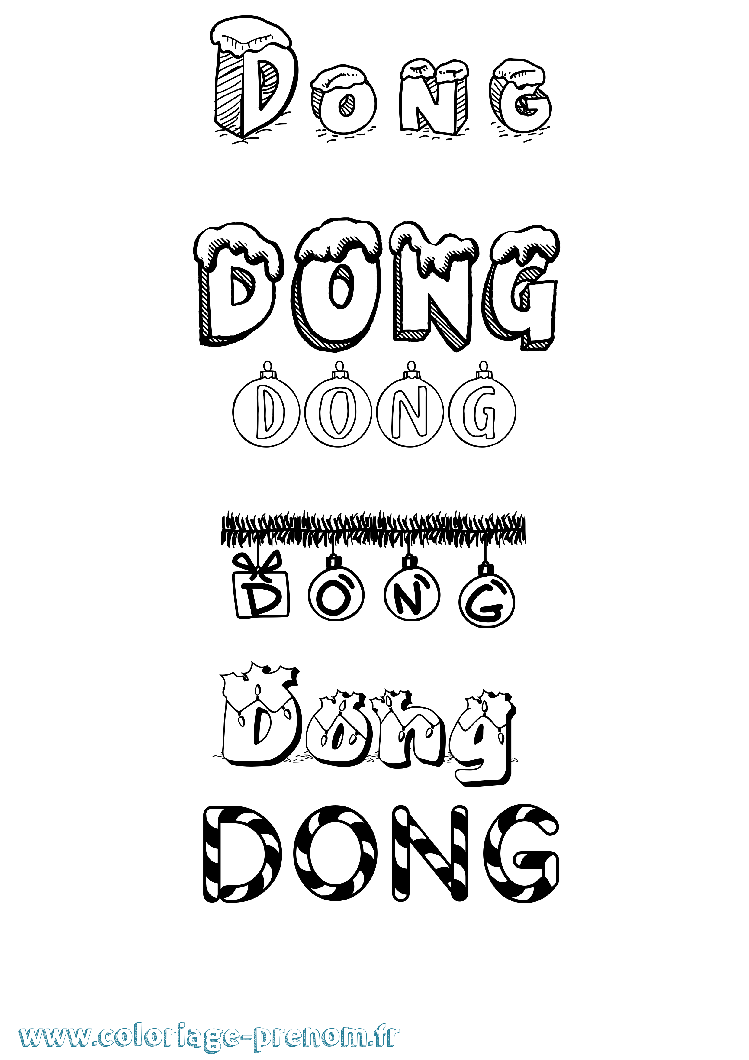 Coloriage Dong Noël Coloriage prénom Dong Noël