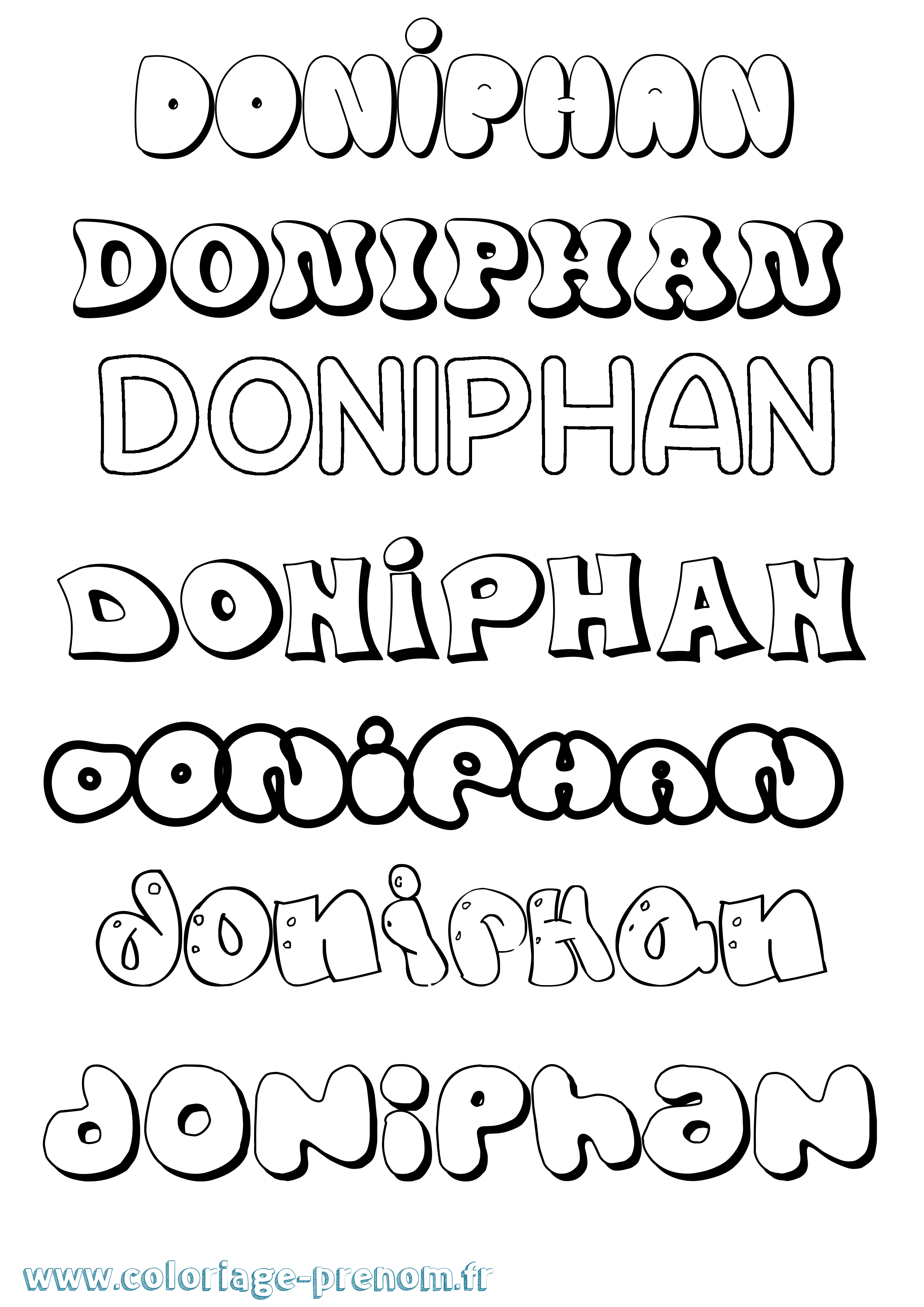Coloriage Doniphan Bubble Coloriage prénom Doniphan Bubble
