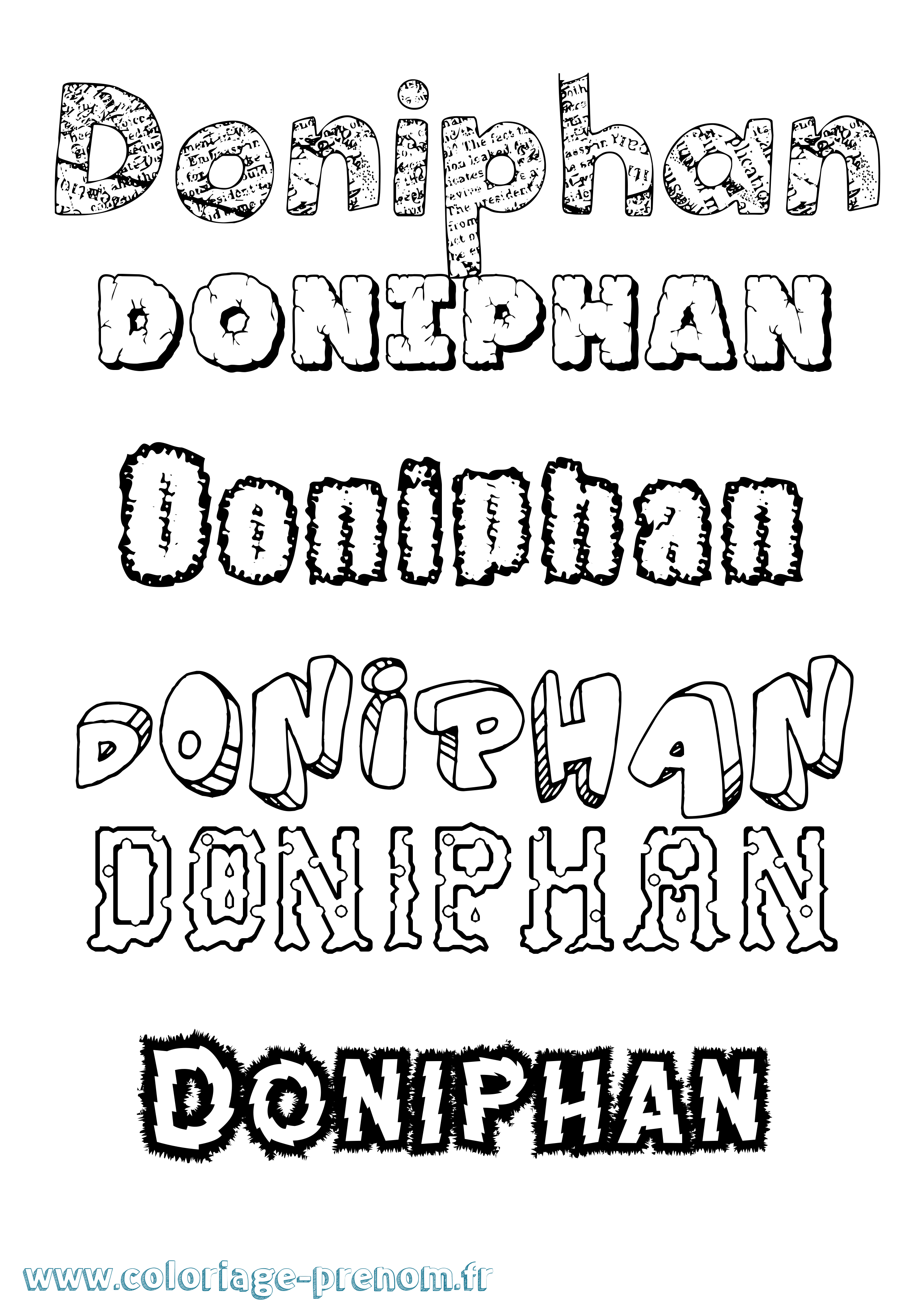 Coloriage Doniphan Destructuré Coloriage prénom Doniphan Destructuré