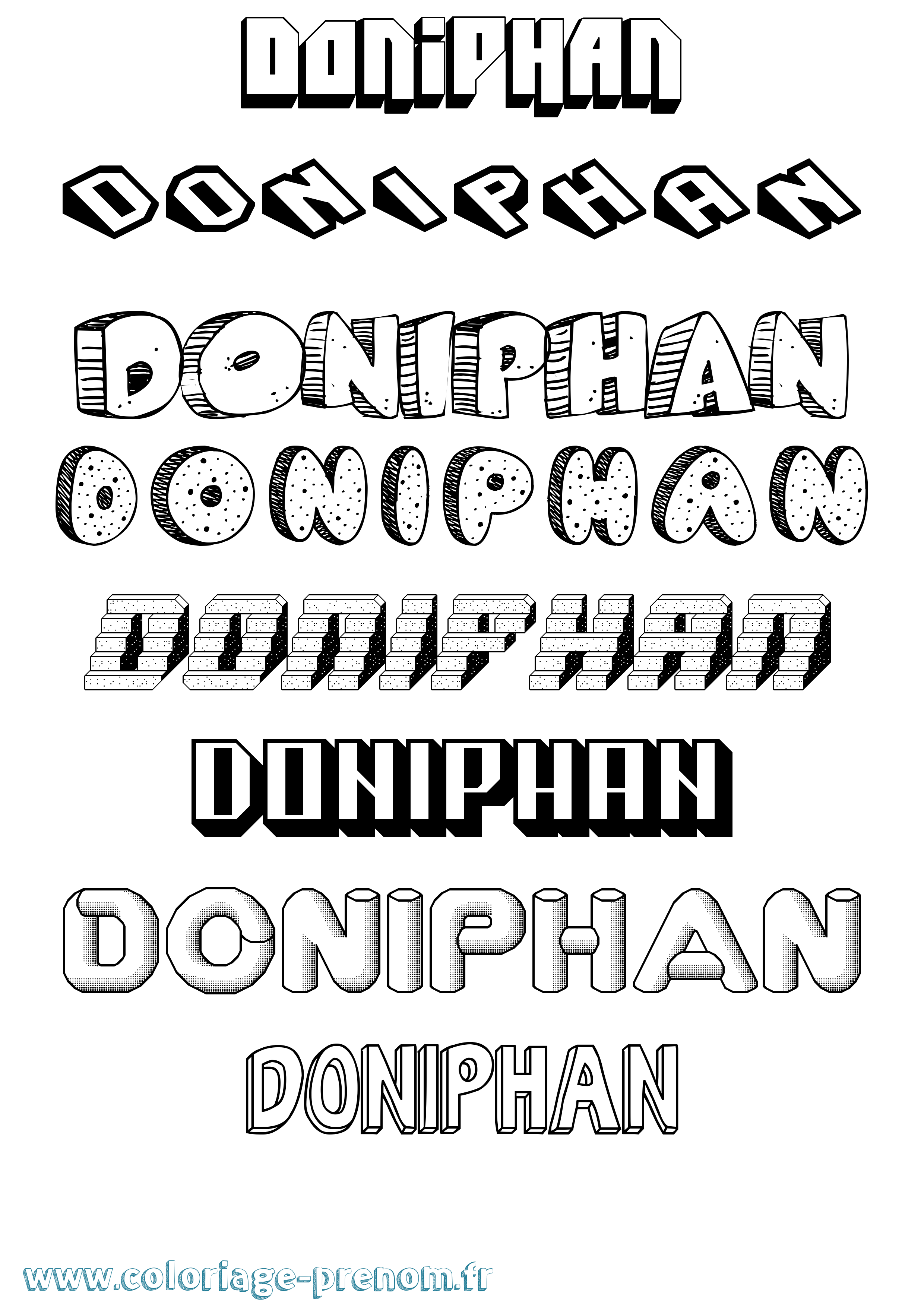 Coloriage Doniphan Effet 3D Coloriage prénom Doniphan Effet 3D