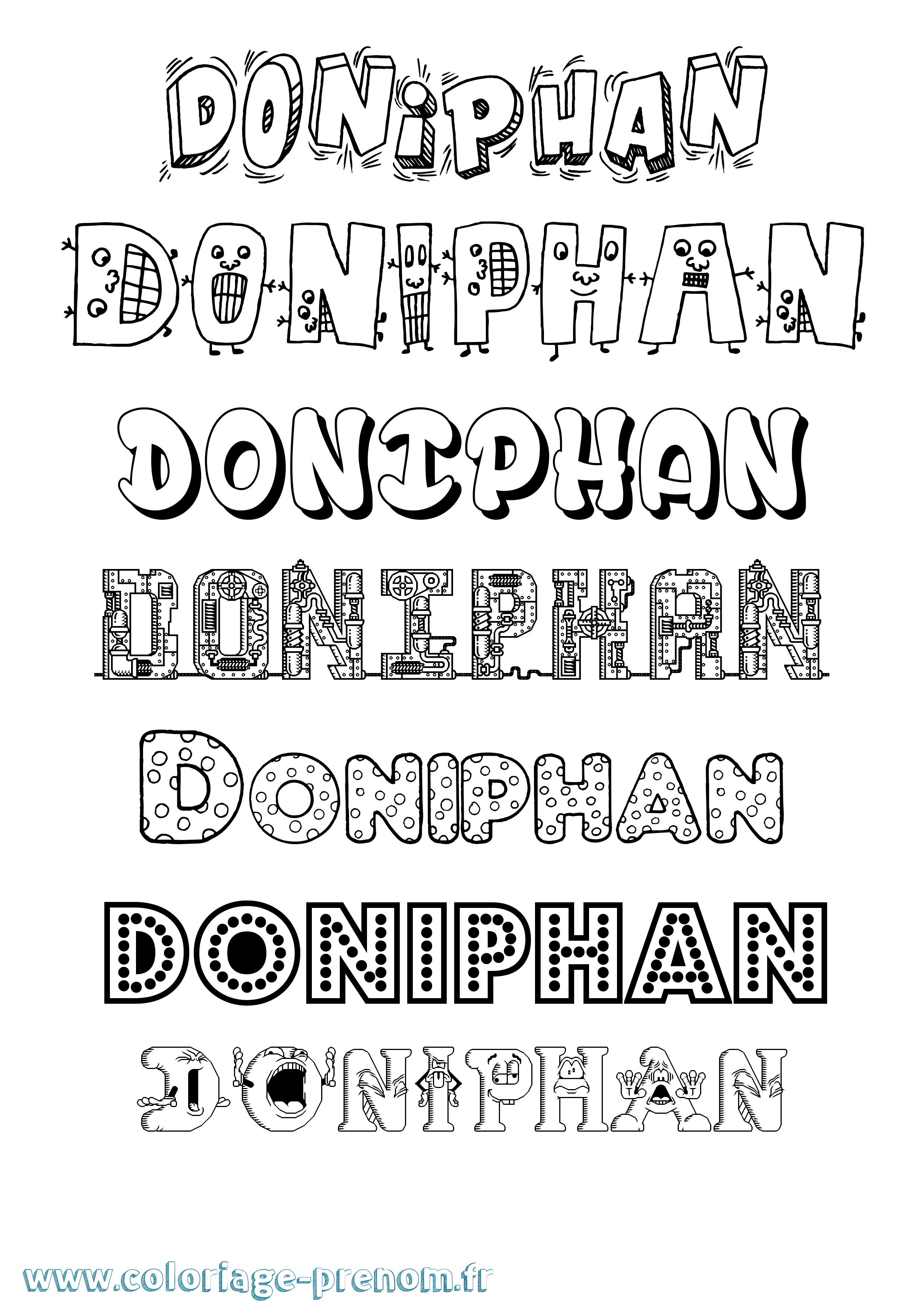 Coloriage Doniphan Fun Coloriage prénom Doniphan Fun