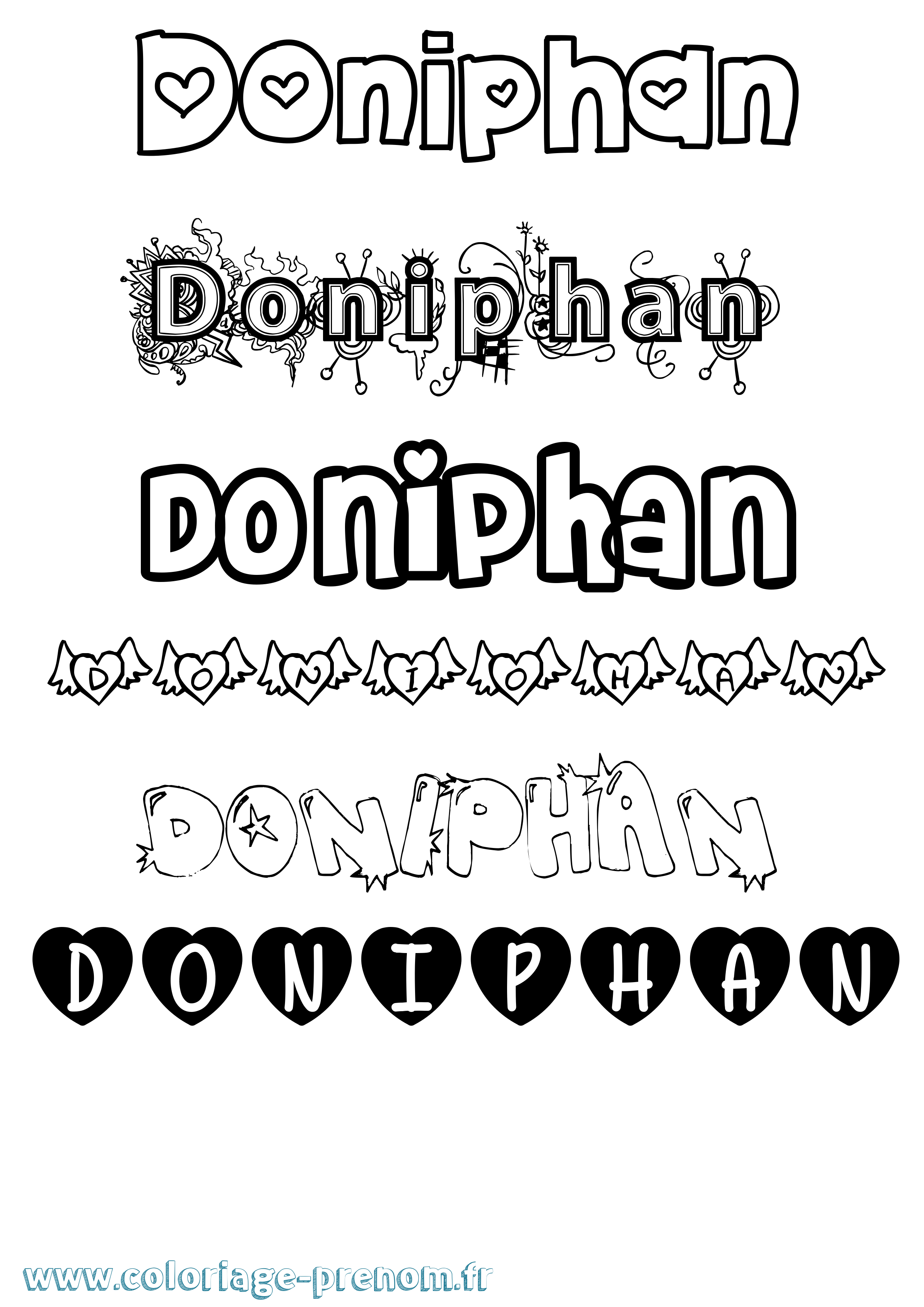 Coloriage Doniphan Girly Coloriage prénom Doniphan Girly
