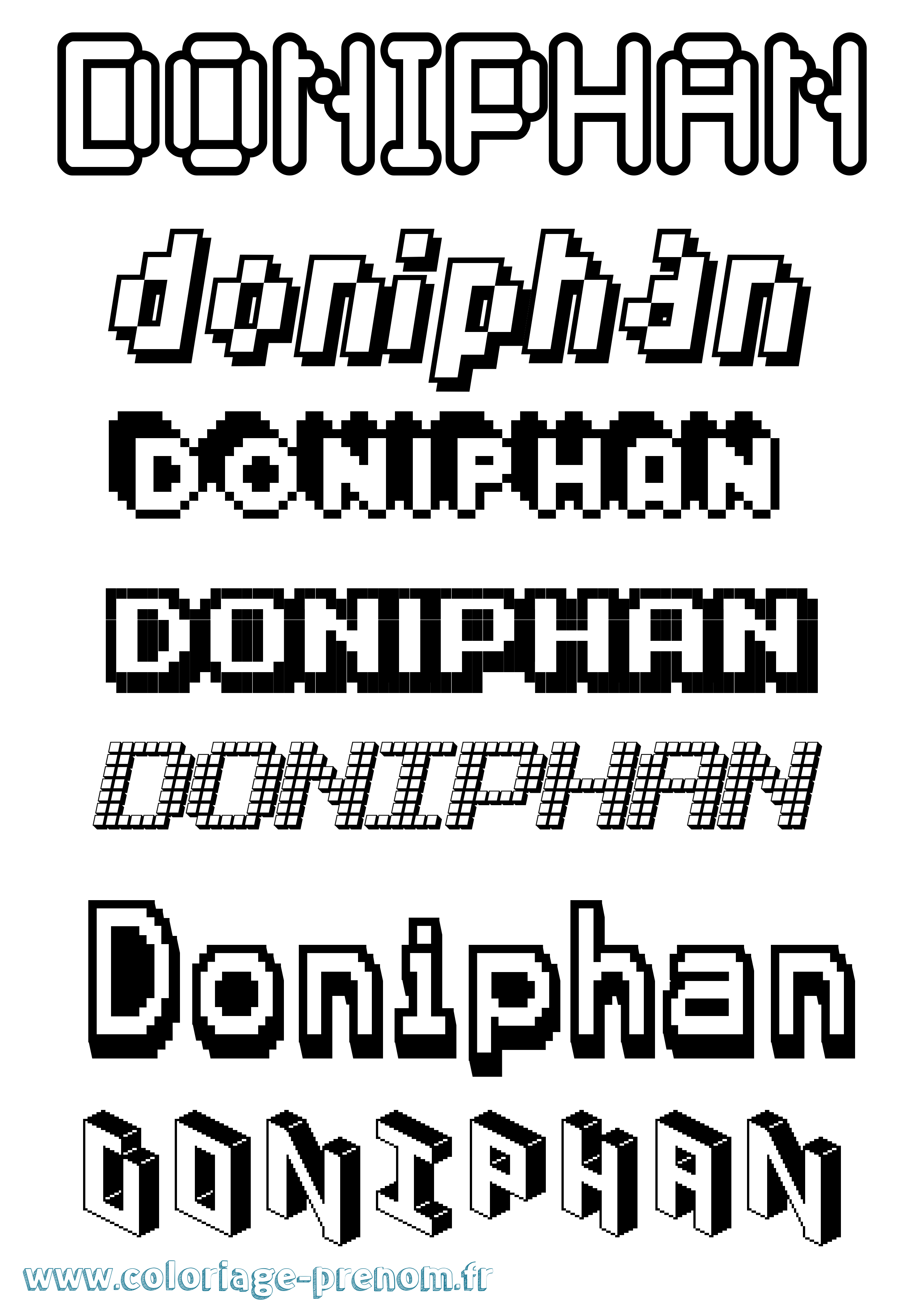 Coloriage Doniphan Pixel Coloriage prénom Doniphan Pixel