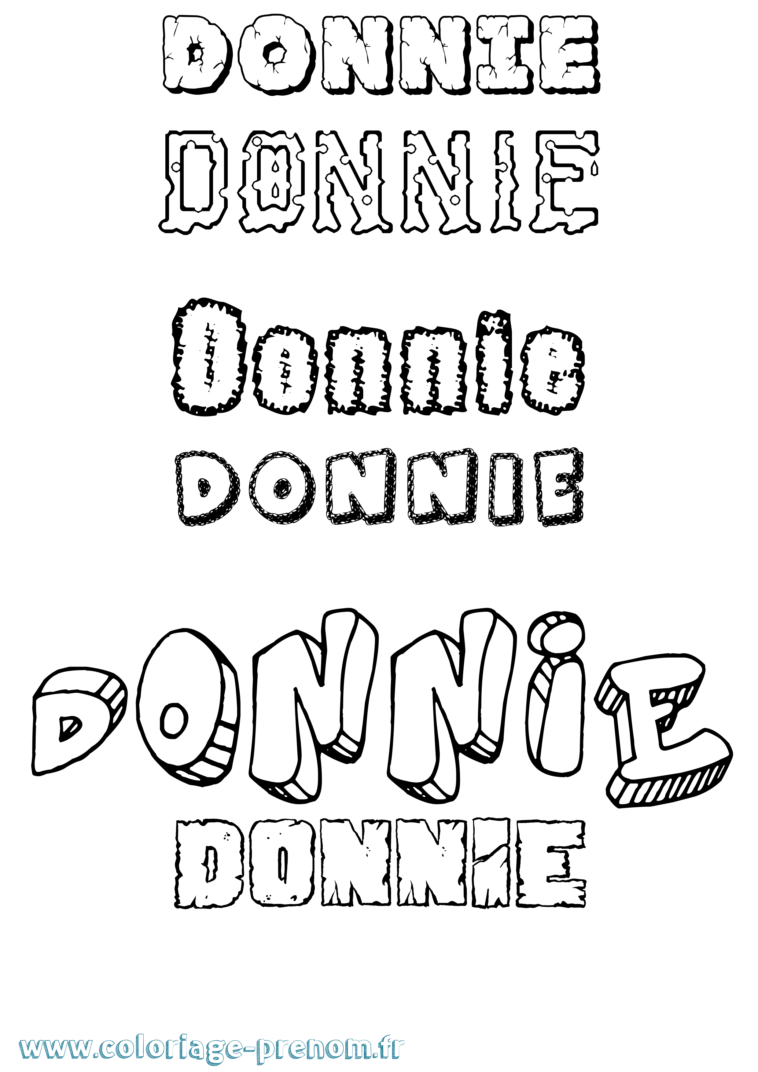 Coloriage Donnie Destructuré Coloriage prénom Donnie Destructuré