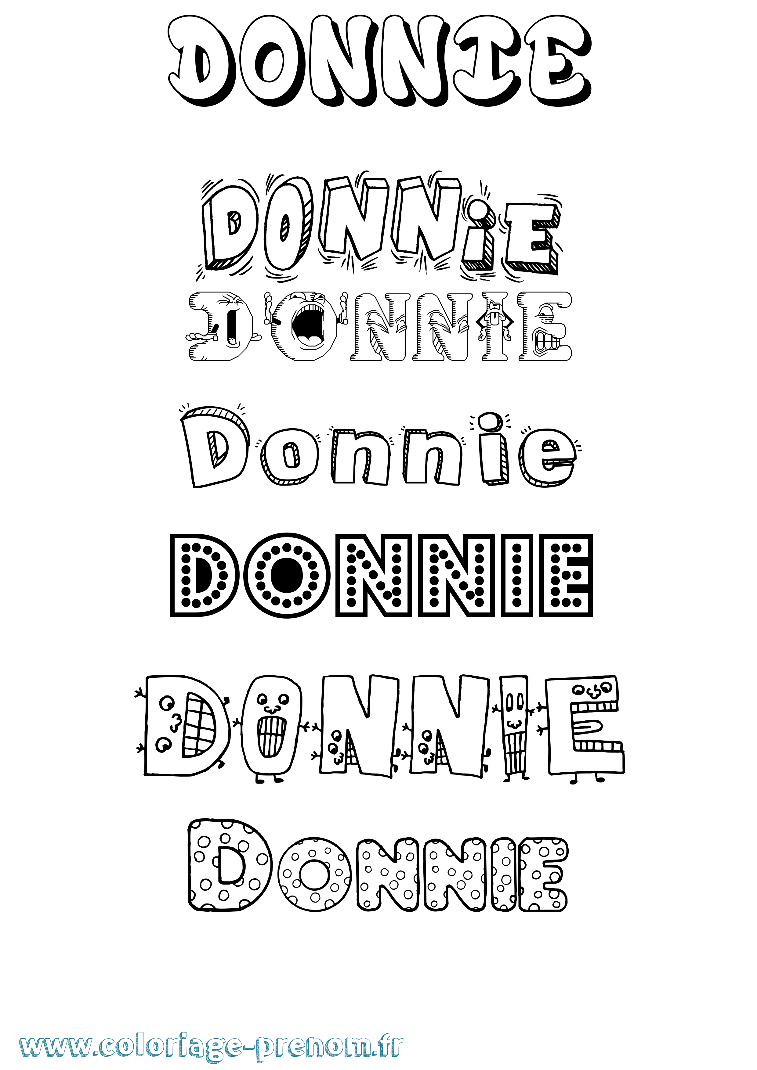 Coloriage Donnie Fun Coloriage prénom Donnie Fun