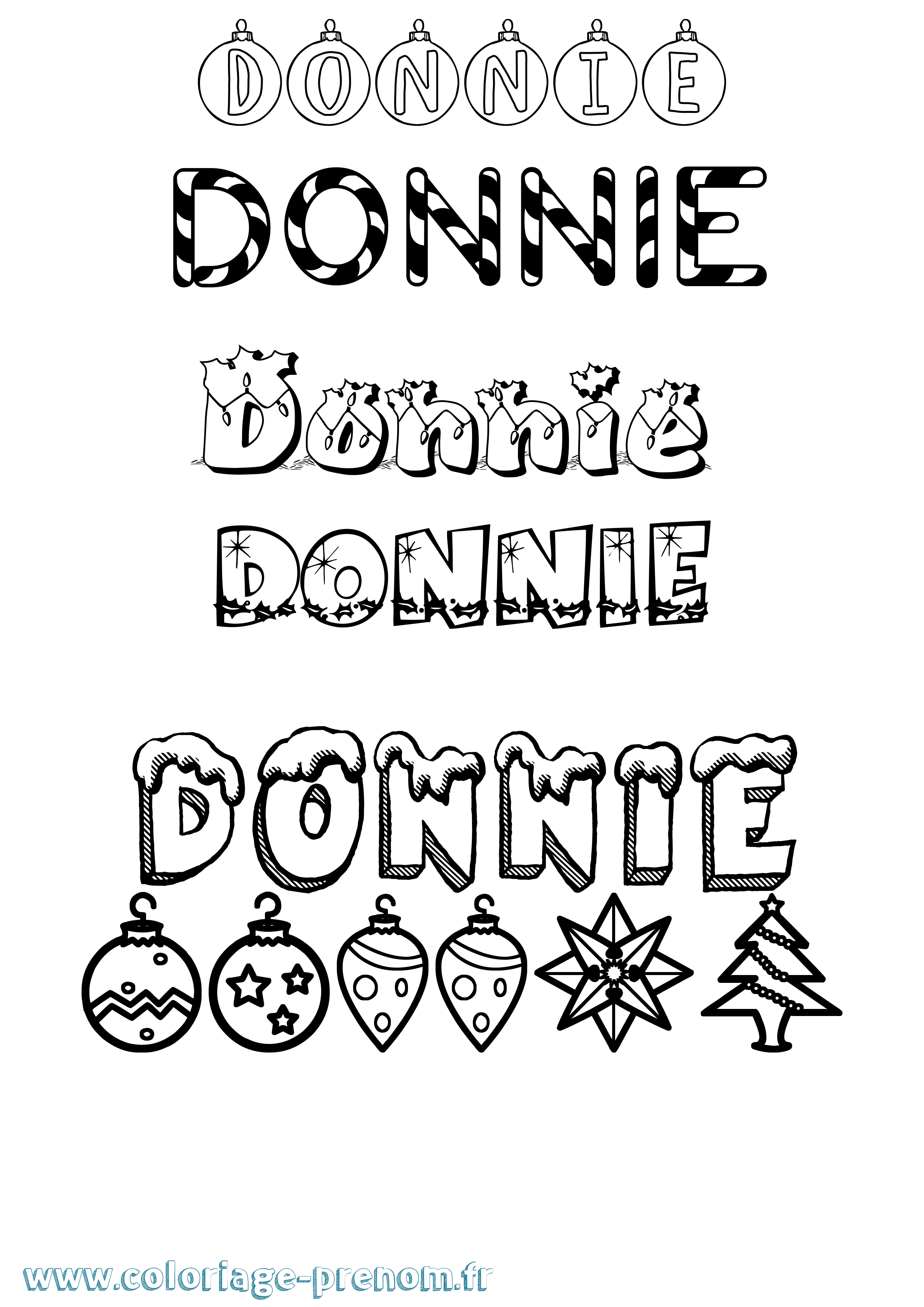 Coloriage Donnie Noël Coloriage prénom Donnie Noël