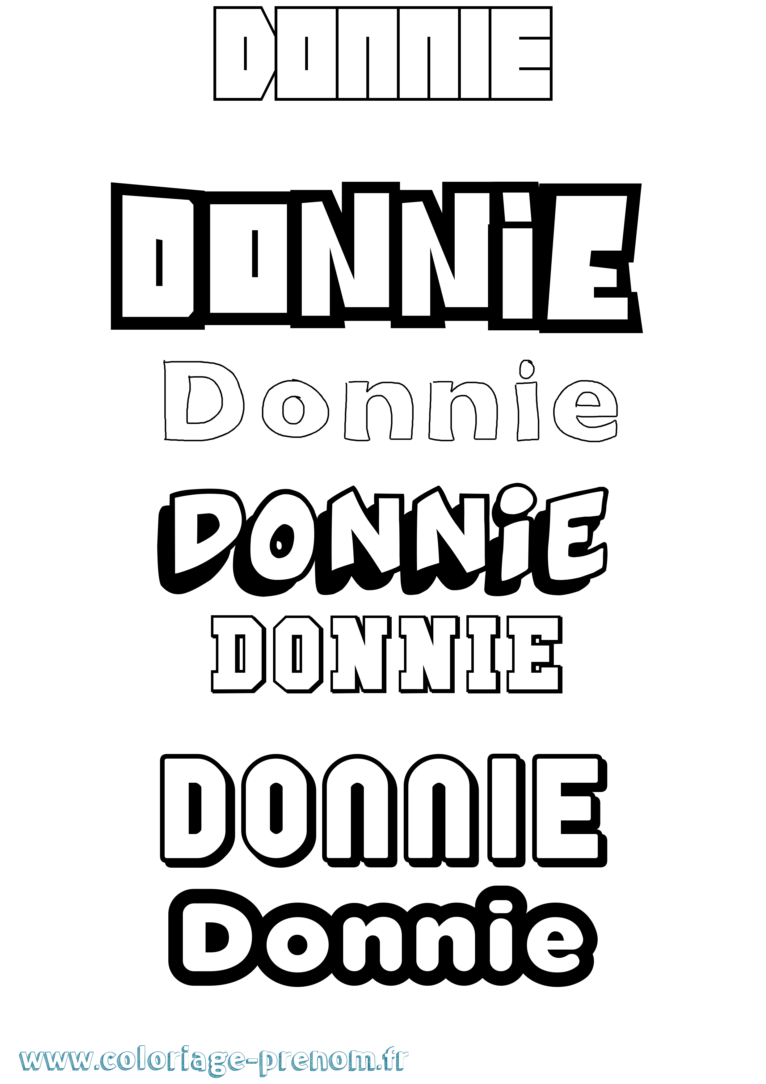Coloriage Donnie Simple Coloriage prénom Donnie Simple