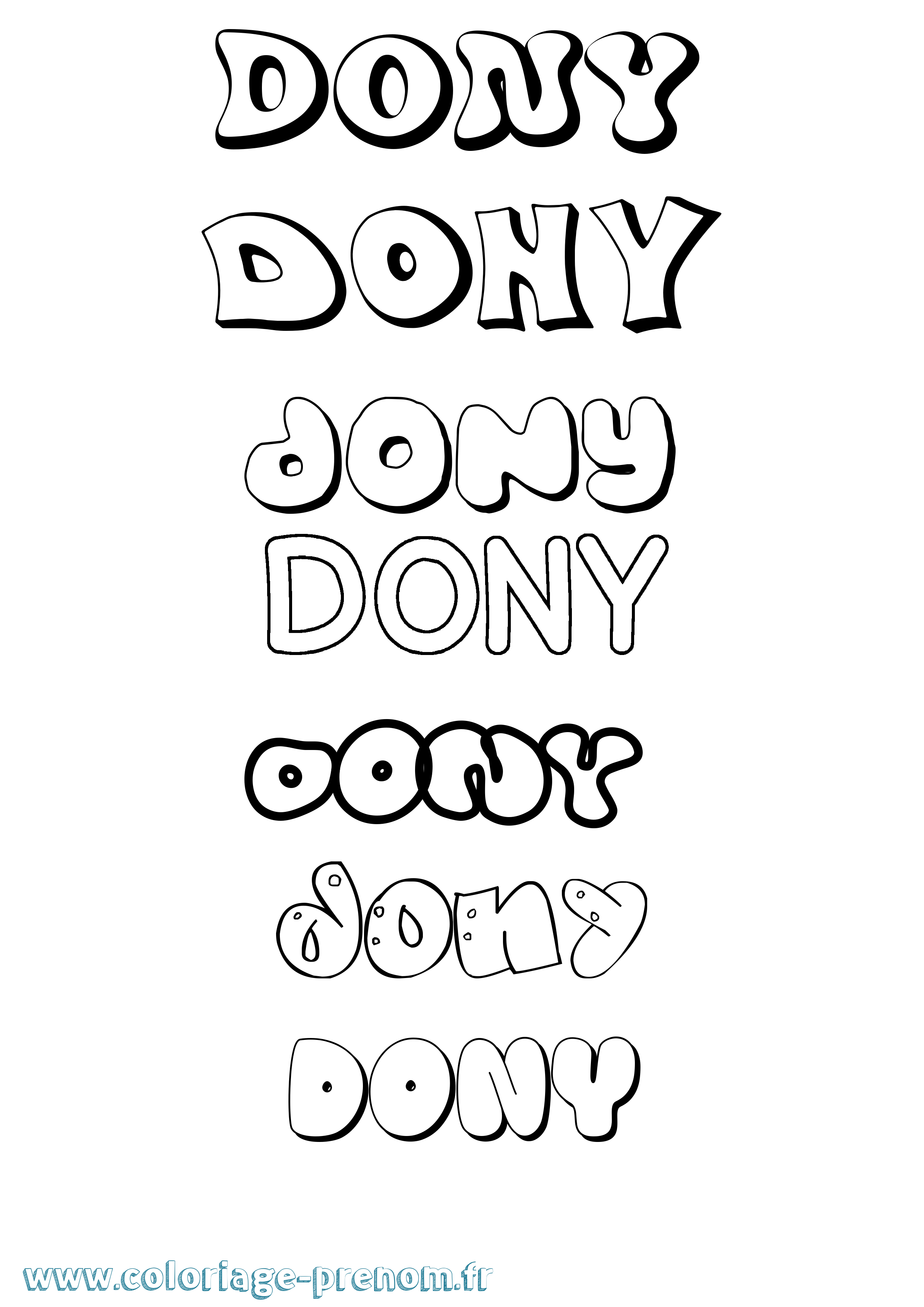 Coloriage Dony Bubble Coloriage prénom Dony Bubble