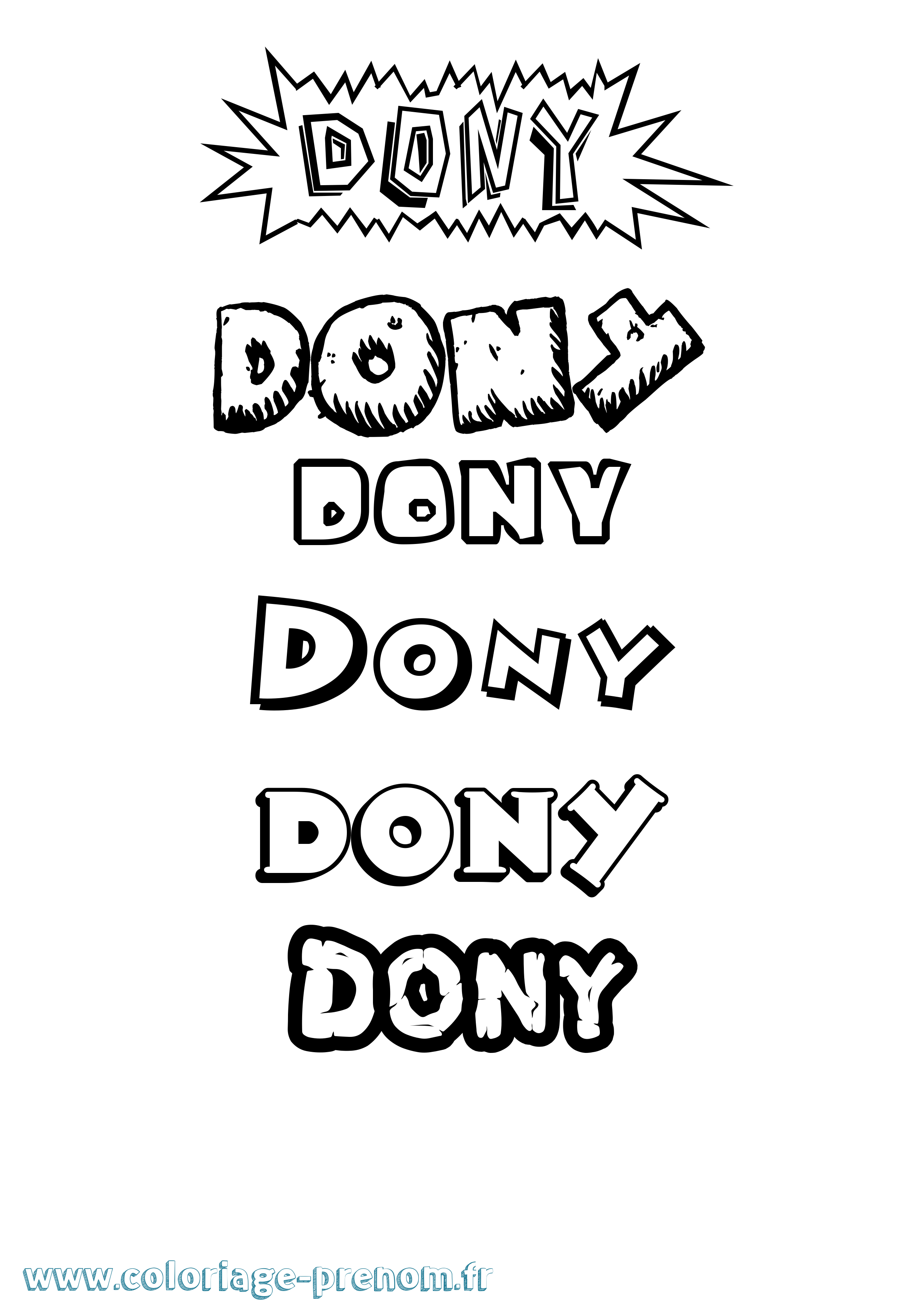 Coloriage Dony Dessin Animé Coloriage prénom Dony Dessin Animé