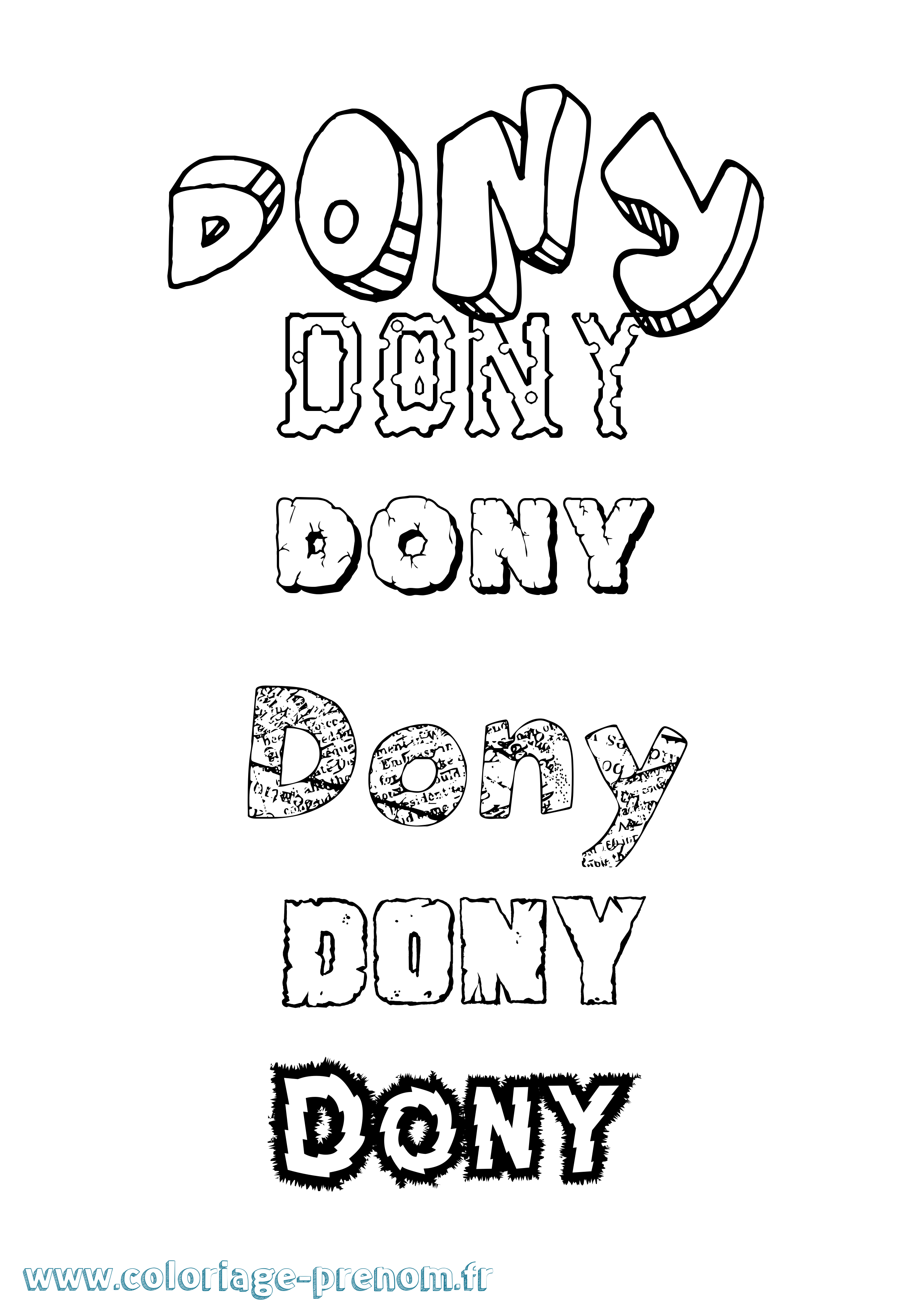 Coloriage Dony Destructuré Coloriage prénom Dony Destructuré