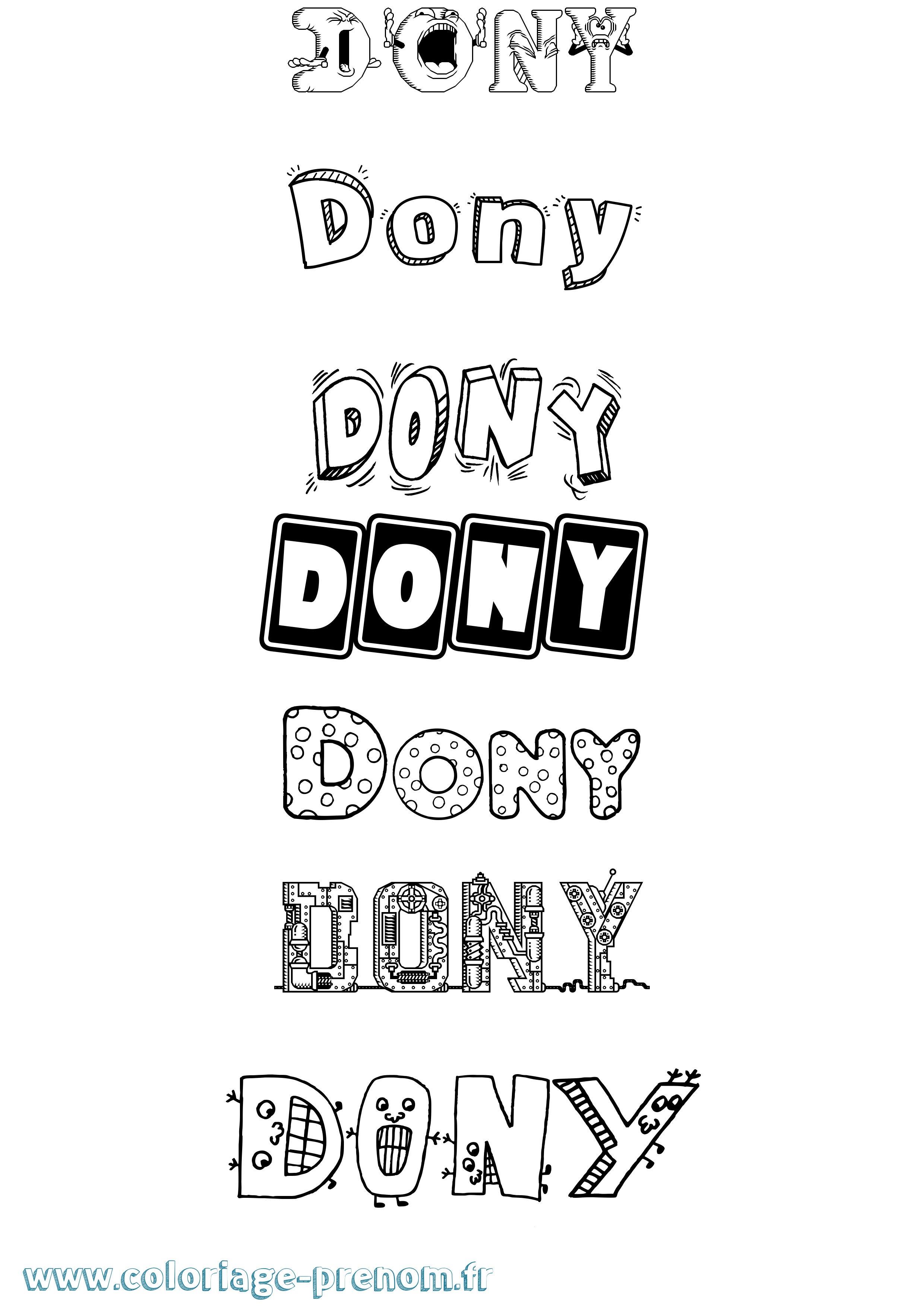 Coloriage Dony Fun Coloriage prénom Dony Fun
