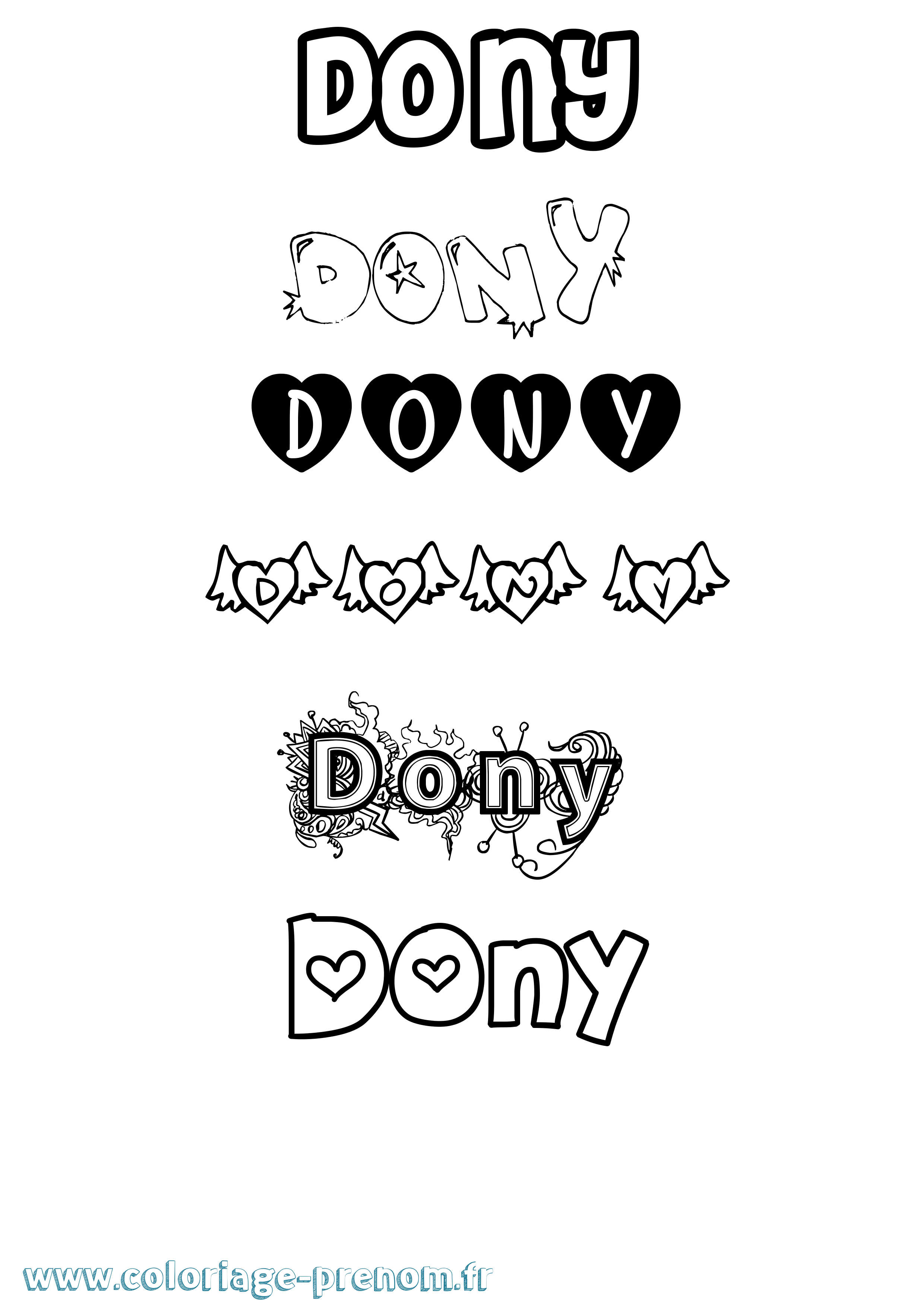 Coloriage Dony Girly Coloriage prénom Dony Girly