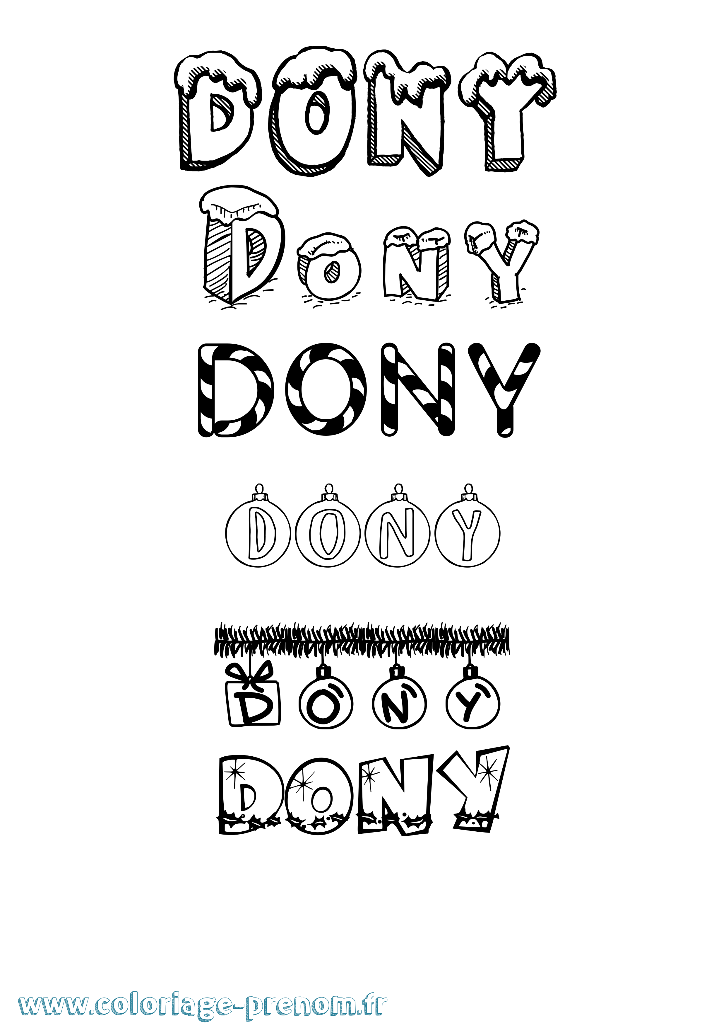 Coloriage Dony Noël Coloriage prénom Dony Noël