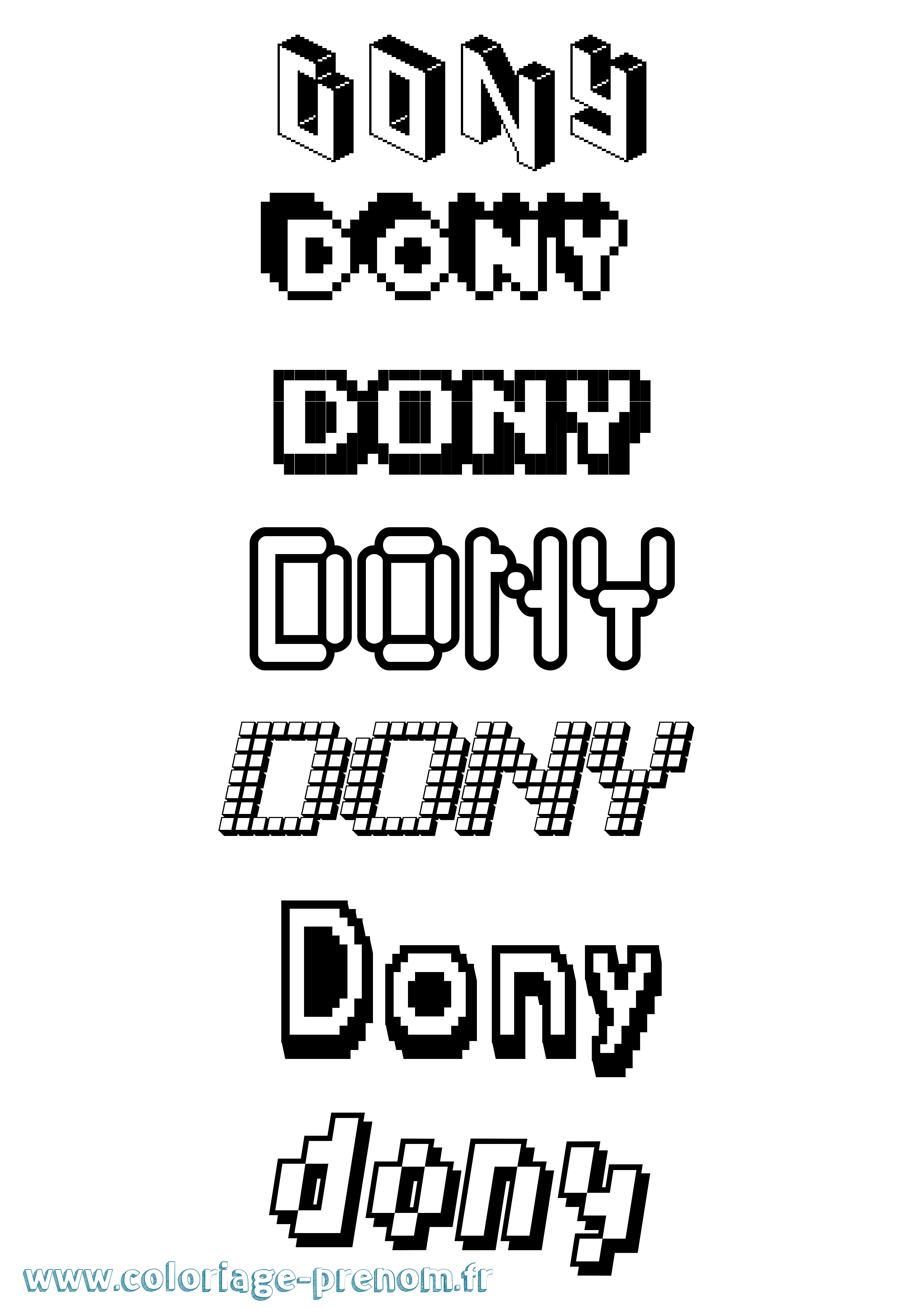 Coloriage Dony Pixel Coloriage prénom Dony Pixel