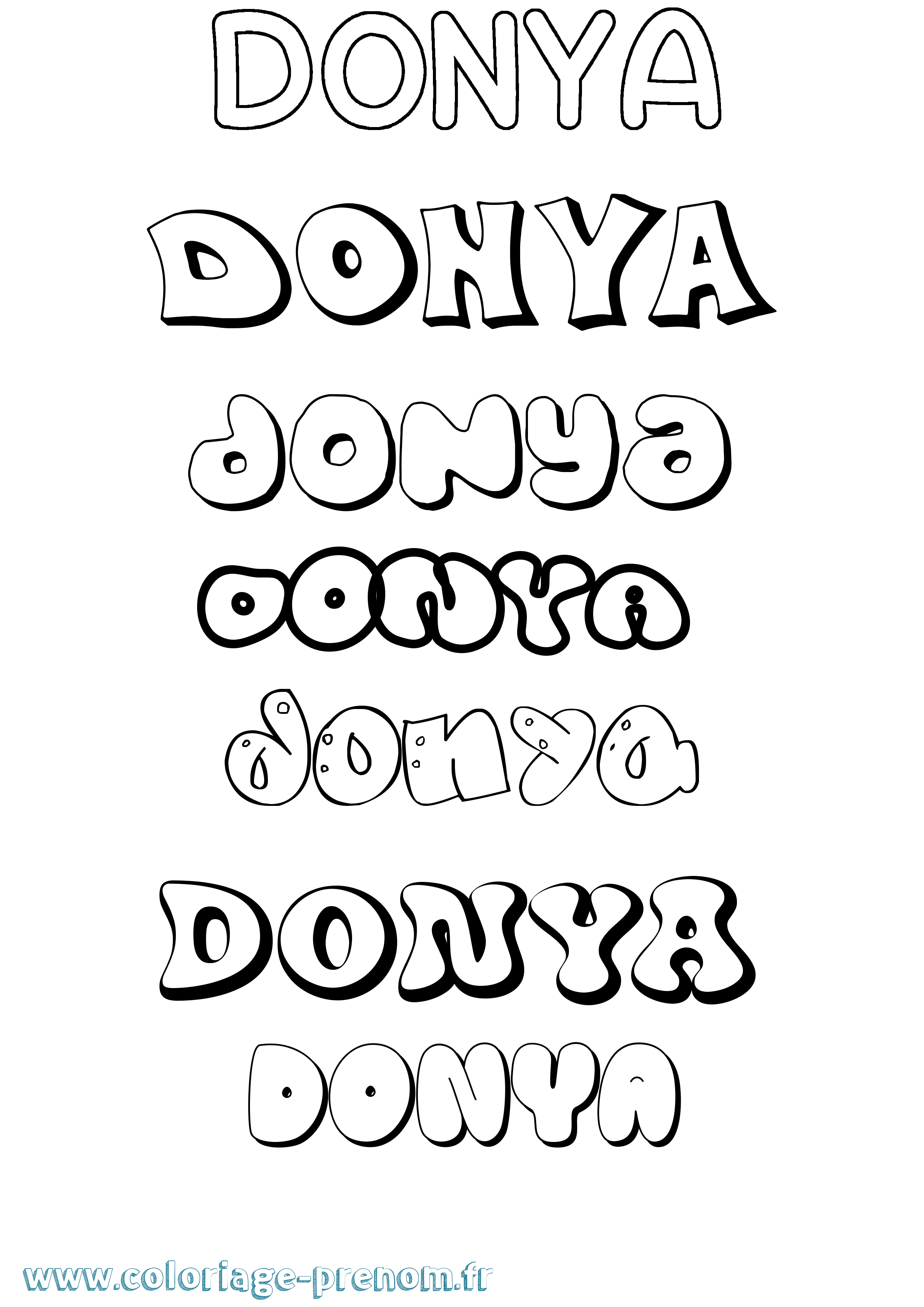 Coloriage Donya Bubble Coloriage prénom Donya Bubble