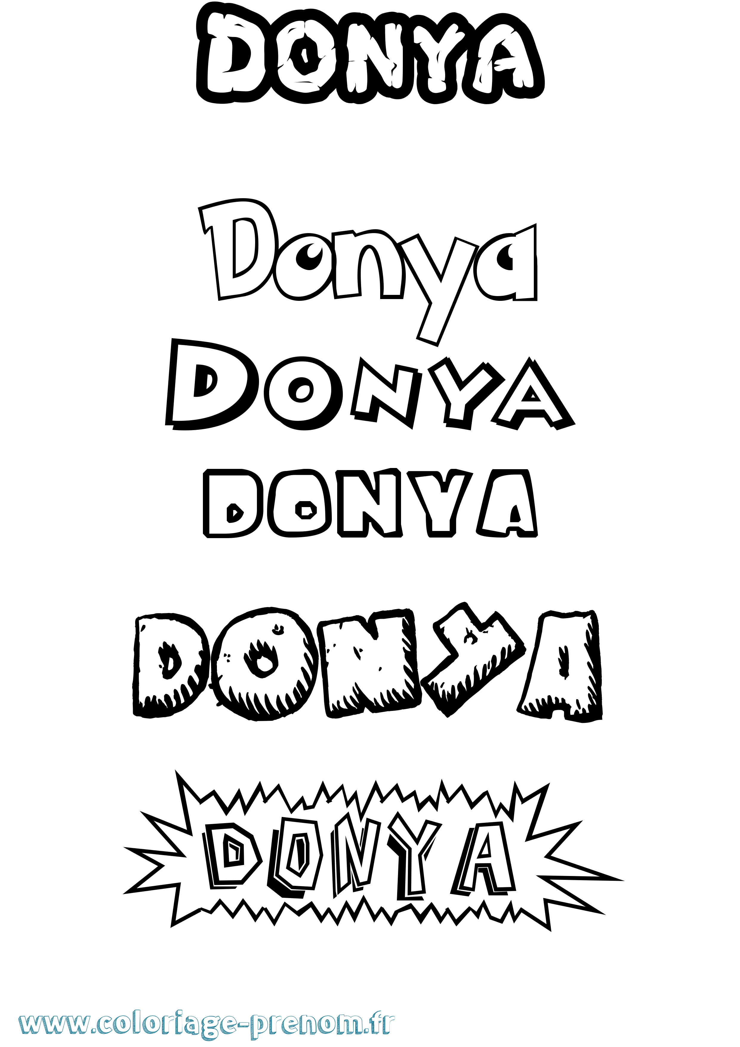 Coloriage Donya Dessin Animé Coloriage prénom Donya Dessin Animé